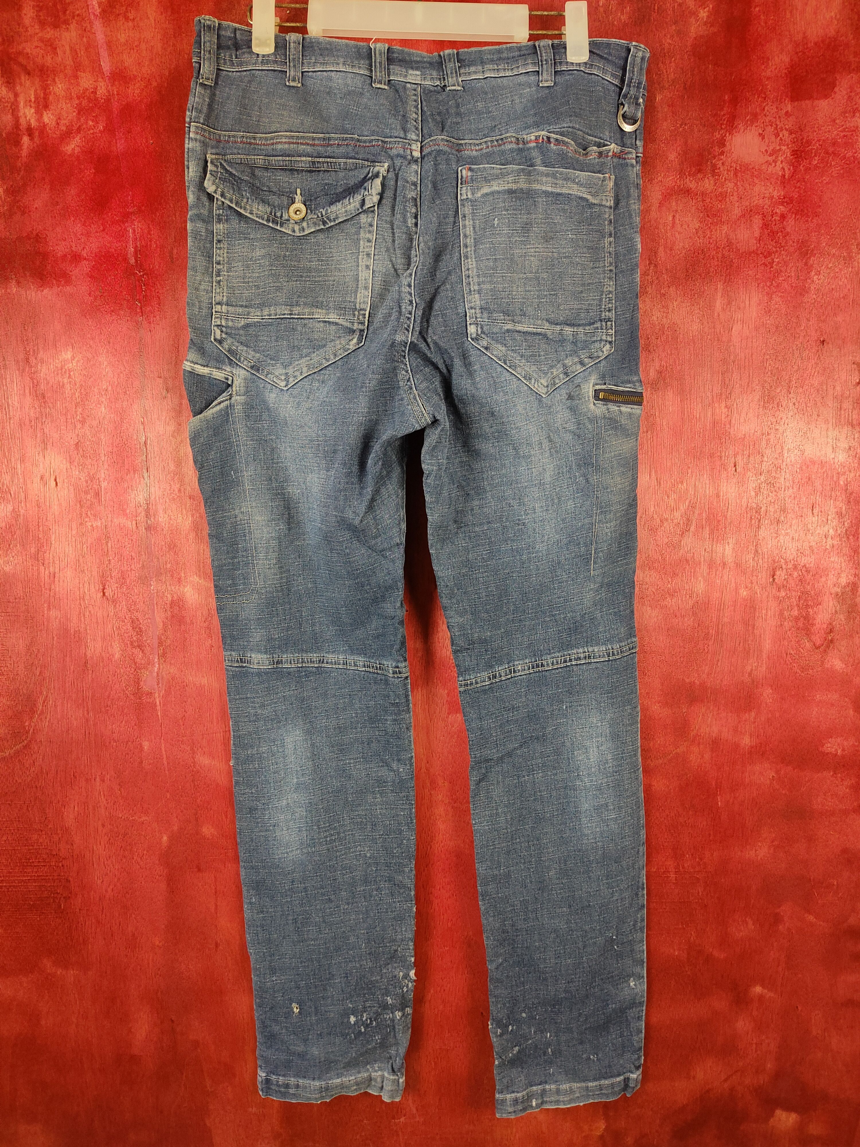 Japanese Brand Field Core Blue multi pocket tactical cargo jeans #4674 Size US 33 - 8 Thumbnail
