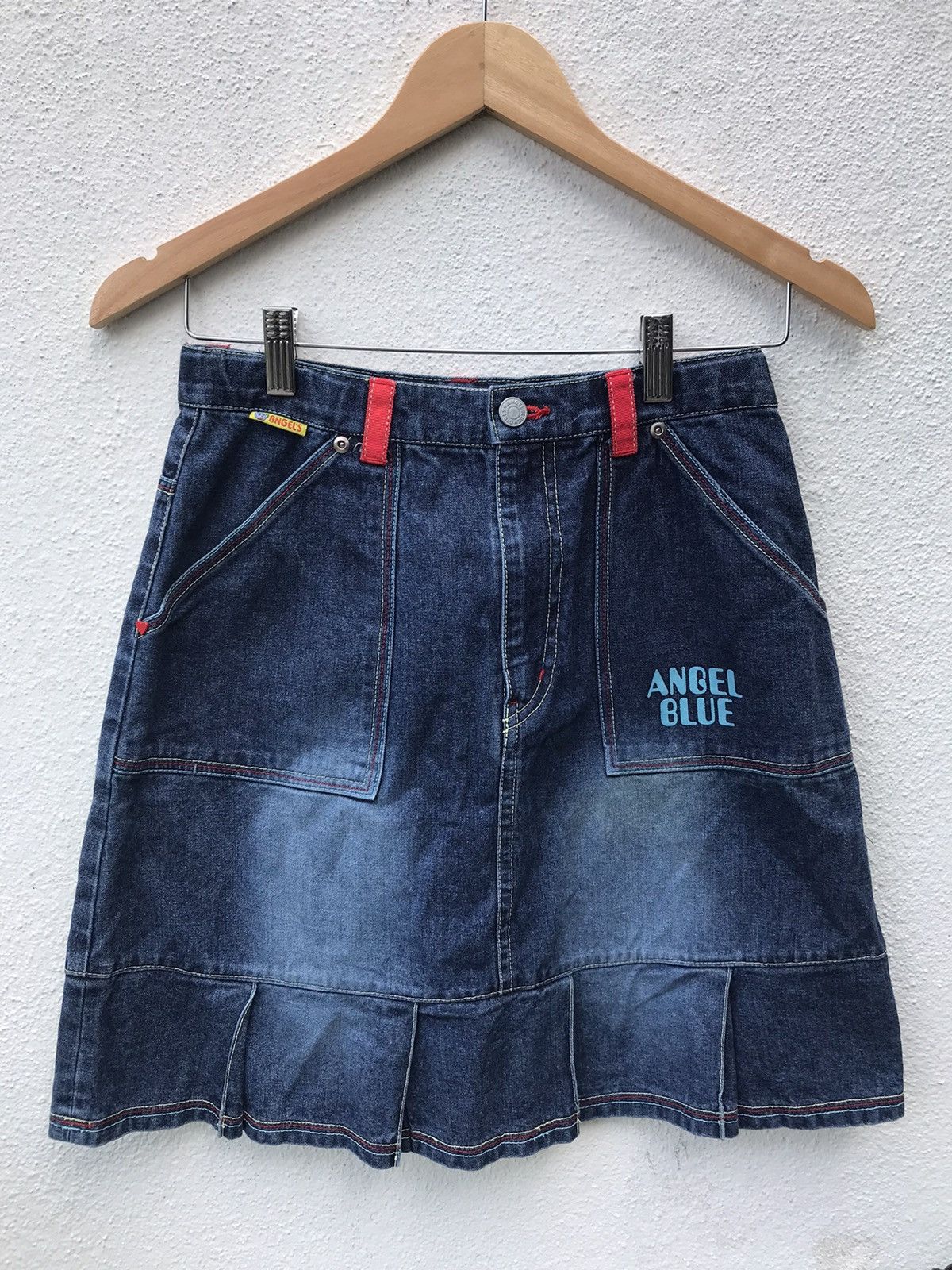 Hysteric Glamour VTG 90s ANGEL BLUE DENIM MINI SKIRT BY HYSTERIC