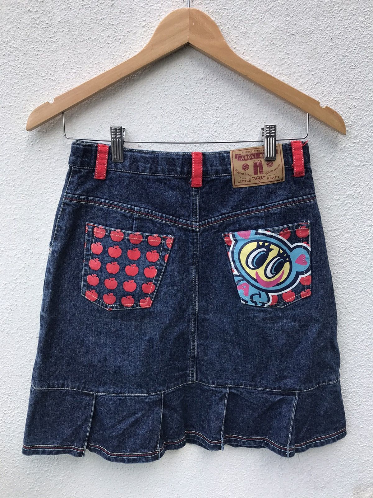 Hysteric Glamour VTG 90s ANGEL BLUE DENIM MINI SKIRT BY HYSTERIC