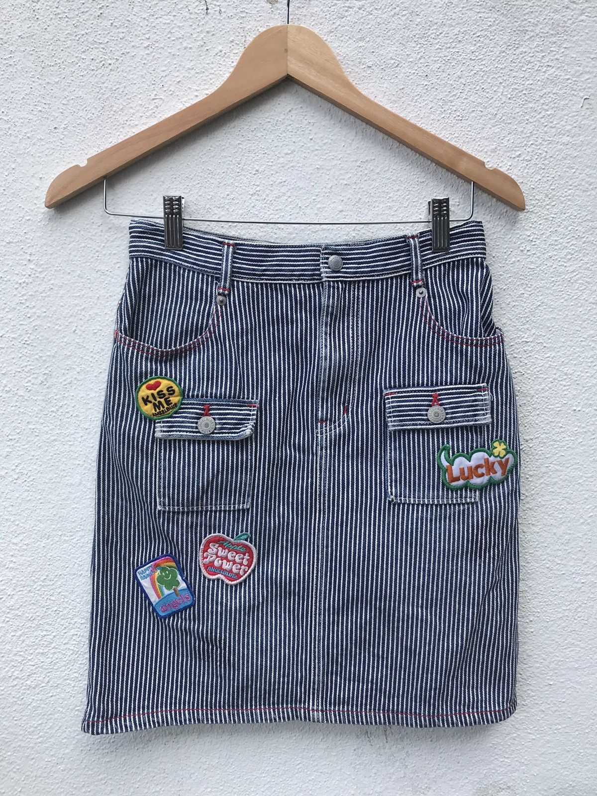 Hysteric Glamour VTG 90s ANGEL BLUE DENIM MINI SKIRT BY HYSTERIC GLAMOUR Size 25" / US 0 / IT 36 - 1 Thumbnail