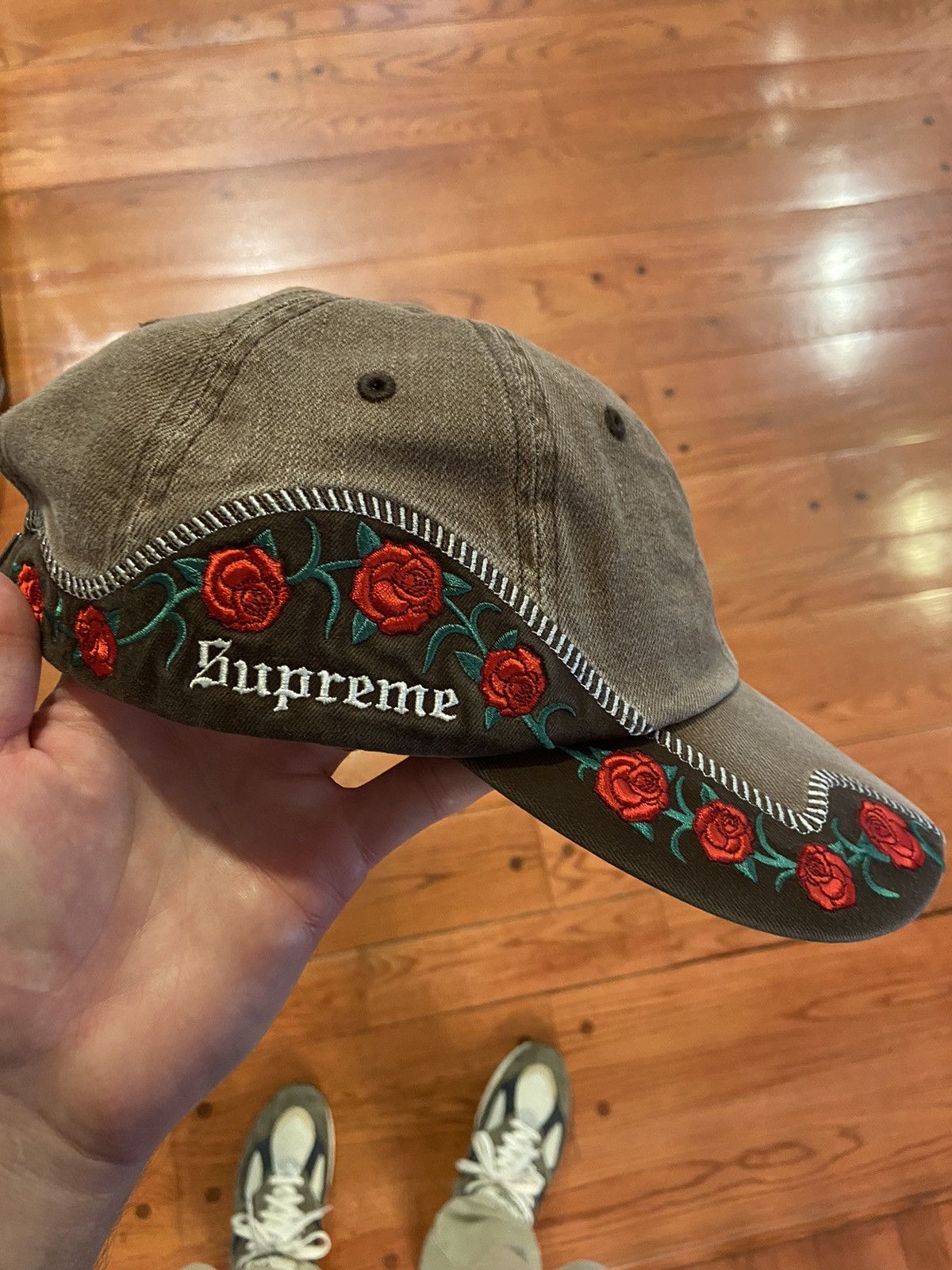 Supreme Supreme Roses 6-Panel Washed Brown Hat Cap | Grailed