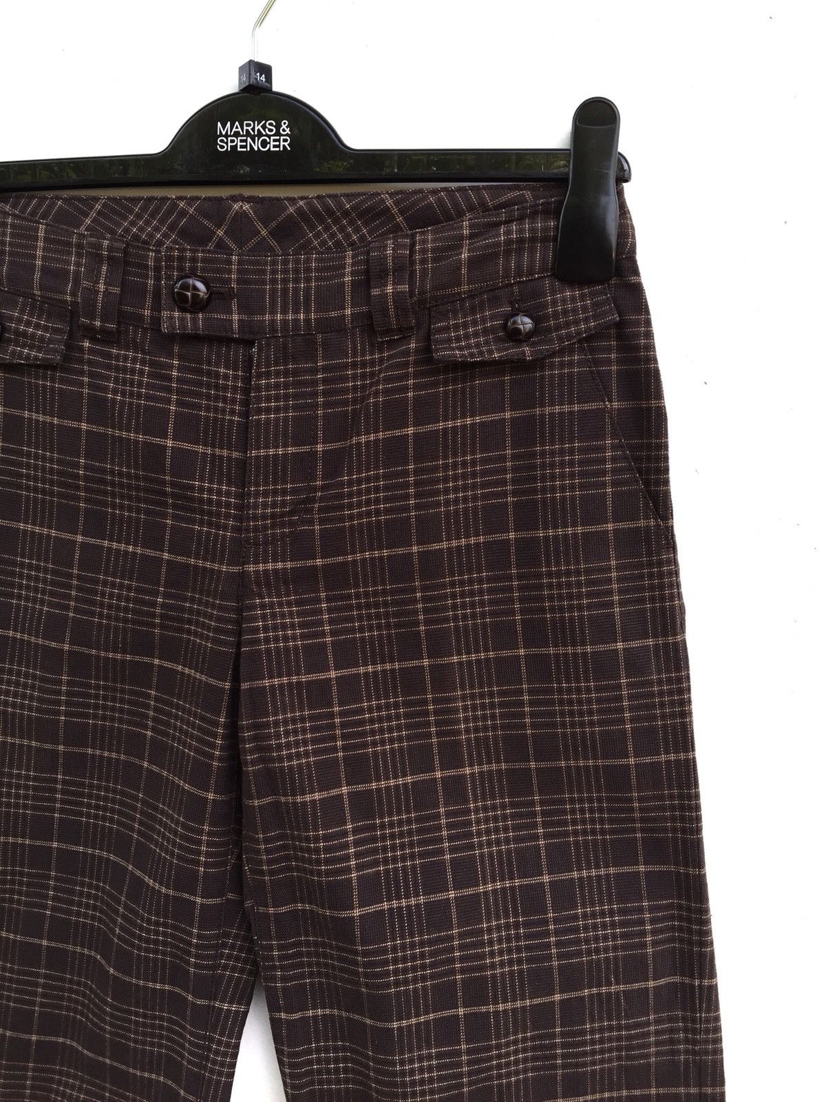 image of Uniqlo Checkered Trousers Pants in Brown Checkered, Men's (Size 26)