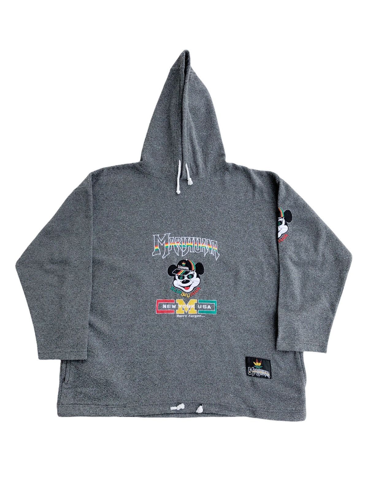 Japanese Brand × Mickey Mouse Mickey x Marihuana Rasta Fleece Hoodie Sweatshirt Size US L / EU 52-54 / 3 - 1 Thumbnail