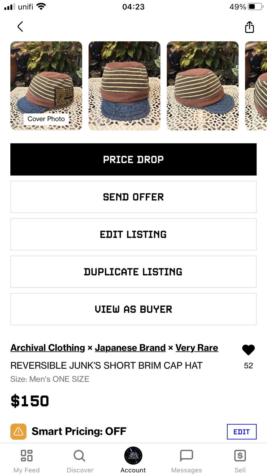 Japanese Brand 🔥COMBO DEAL🔥REVERSIBLE JUNK’S SHORT BRIM CAP HAT Size ONE SIZE - 2 Thumbnail