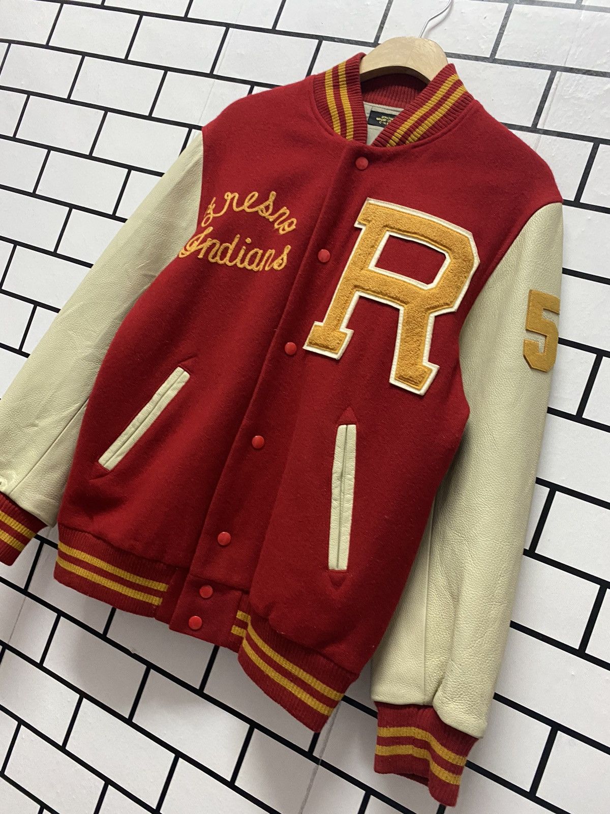 Japanese Brand Japan Brand Dovetail Bright Leather Wool Varsity Jacket Size US M / EU 48-50 / 2 - 10 Thumbnail