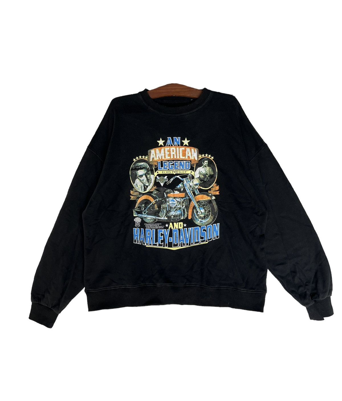 Band Tees × Harley Davidson × Vintage VINTAGE SWEATSHIRT ELVIS PRESLEY AND HARLEY DAVIDSON Size US XL / EU 56 / 4 - 1 Thumbnail