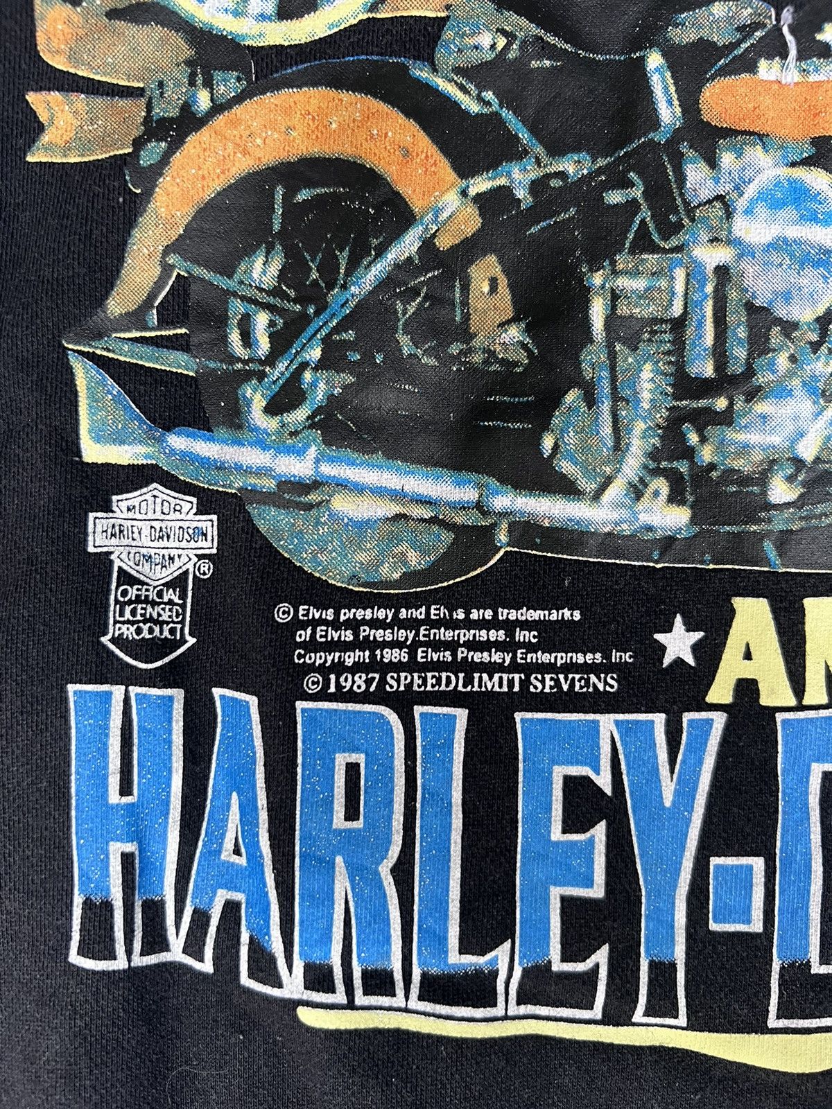 Band Tees × Harley Davidson × Vintage VINTAGE SWEATSHIRT ELVIS PRESLEY AND HARLEY DAVIDSON Size US XL / EU 56 / 4 - 4 Thumbnail