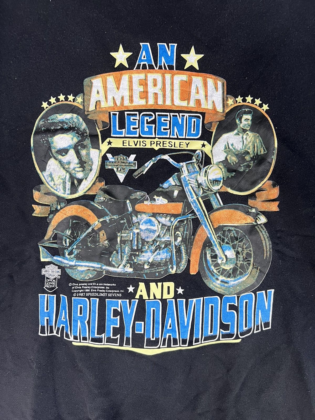 Band Tees × Harley Davidson × Vintage VINTAGE SWEATSHIRT ELVIS PRESLEY AND HARLEY DAVIDSON Size US XL / EU 56 / 4 - 3 Thumbnail