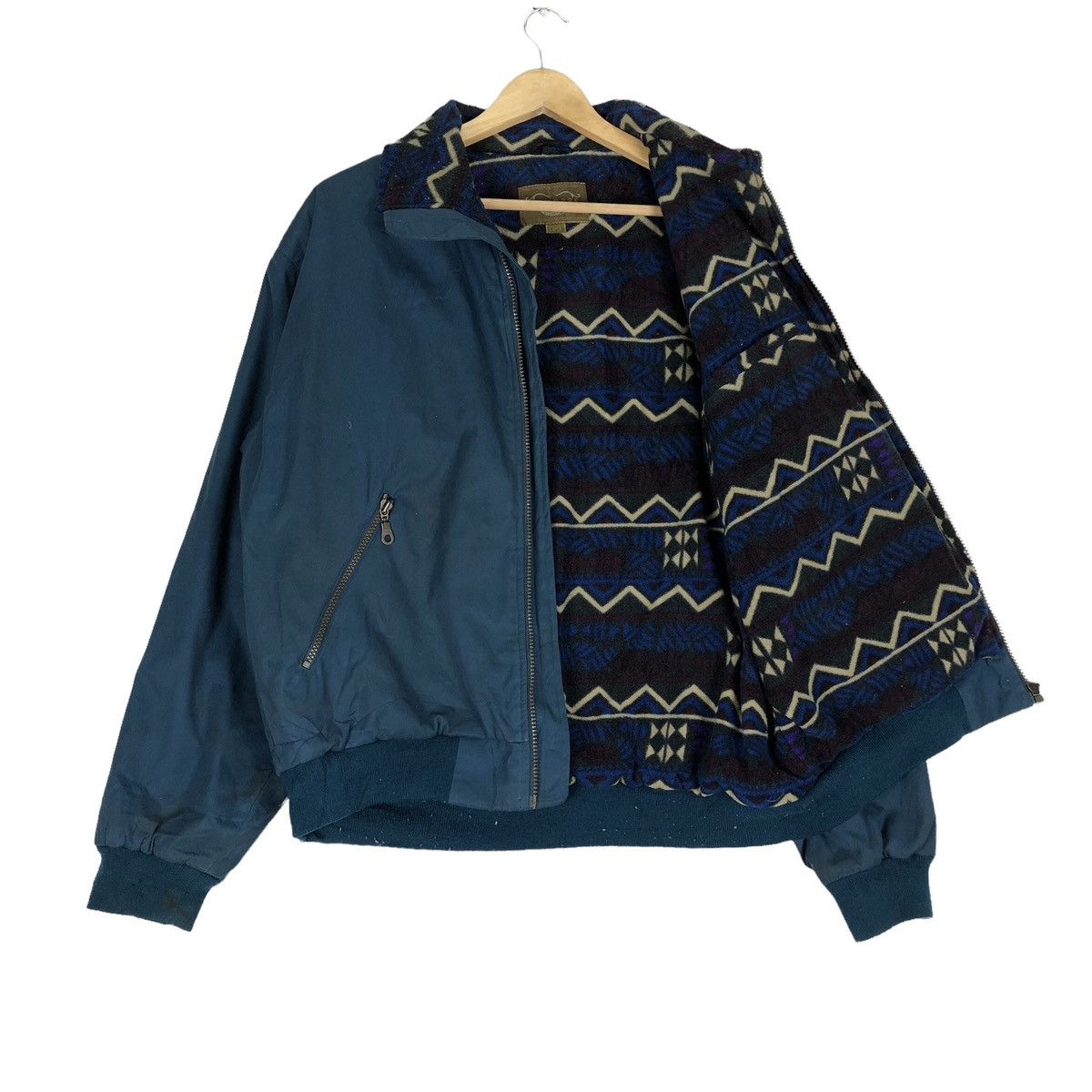 image of Navajo x Vintage Mac Hope Blanket Jacket Opti Zip Native Lining in Blue, Men's (Size XL)