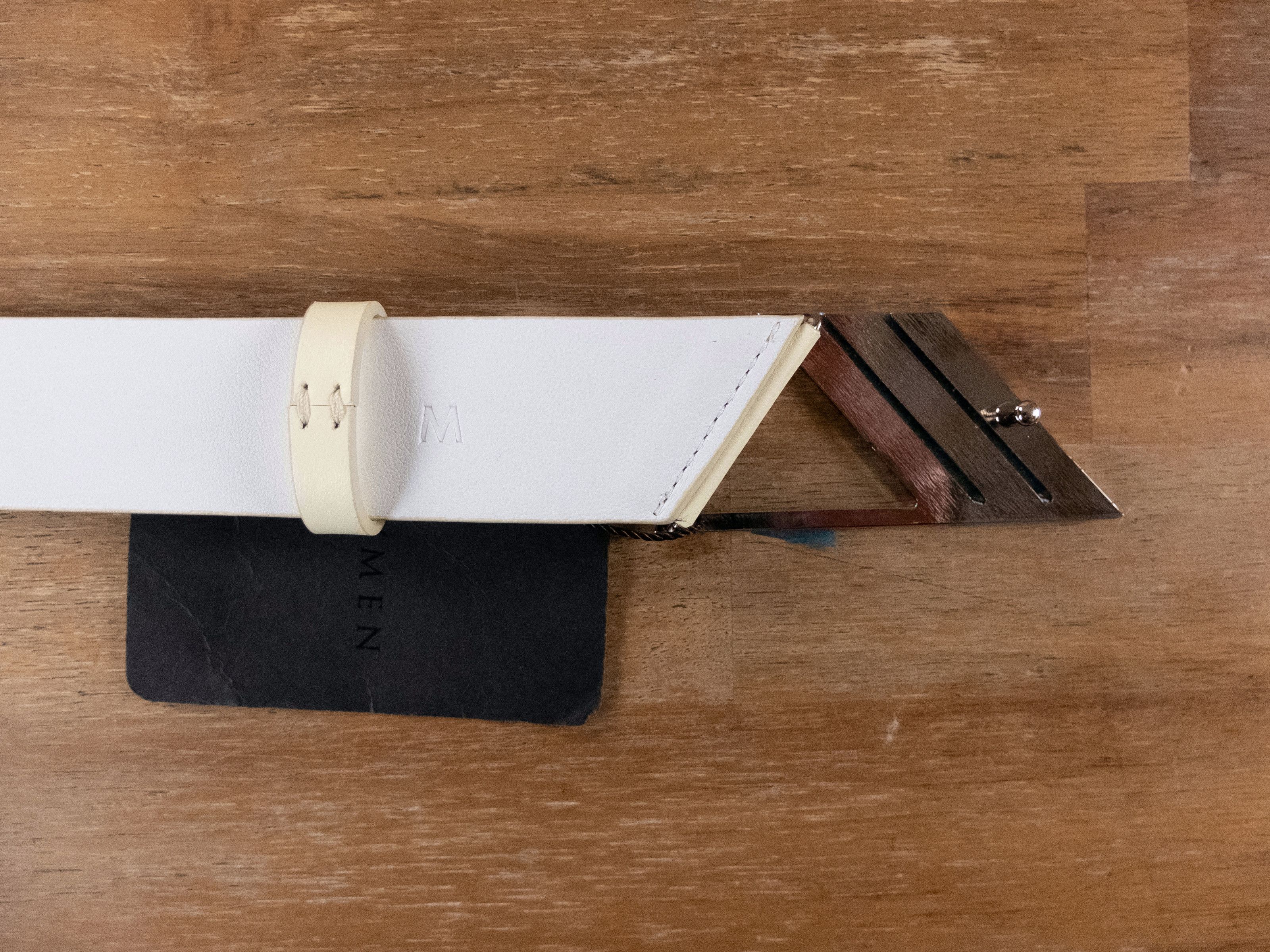The Attico THE ATTICO ecru leather asymmetric logo buckle belt Medium Size ONE SIZE - 5 Thumbnail