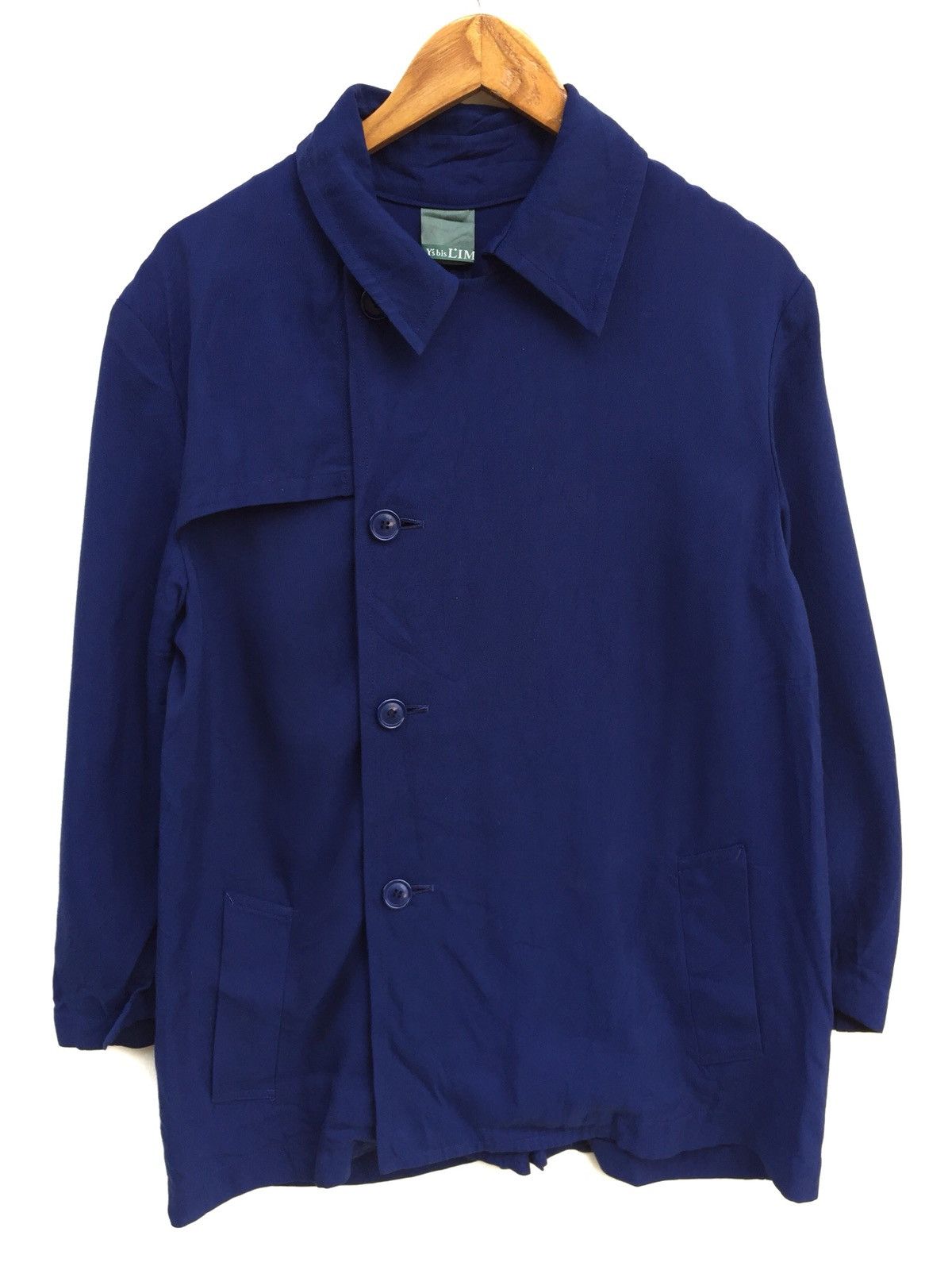 image of Limi Feu x Yohji Yamamoto Limi Y’S Bis Rayon Button Jacket in Blue, Men's (Size Small)