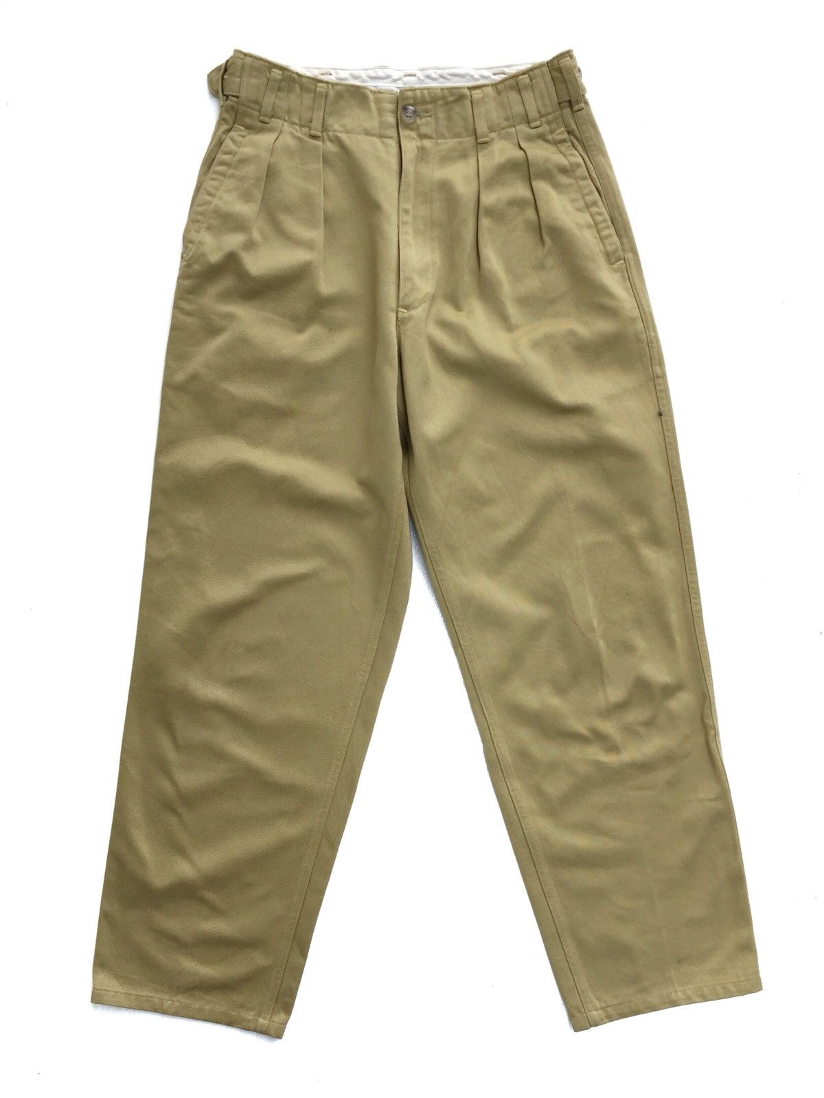 image of Nigel Cabourn Military Army Design Baggy Trousers Pants in Olive Green, Men's (Size 27)