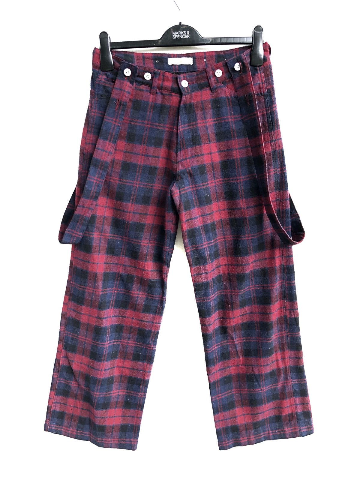If Six Was Nine × Japanese Brand × Number (N)ine JAPANESE BRAND BROWNY CHECKERED SUSPENDER PANT Size US 29 - 1 Thumbnail