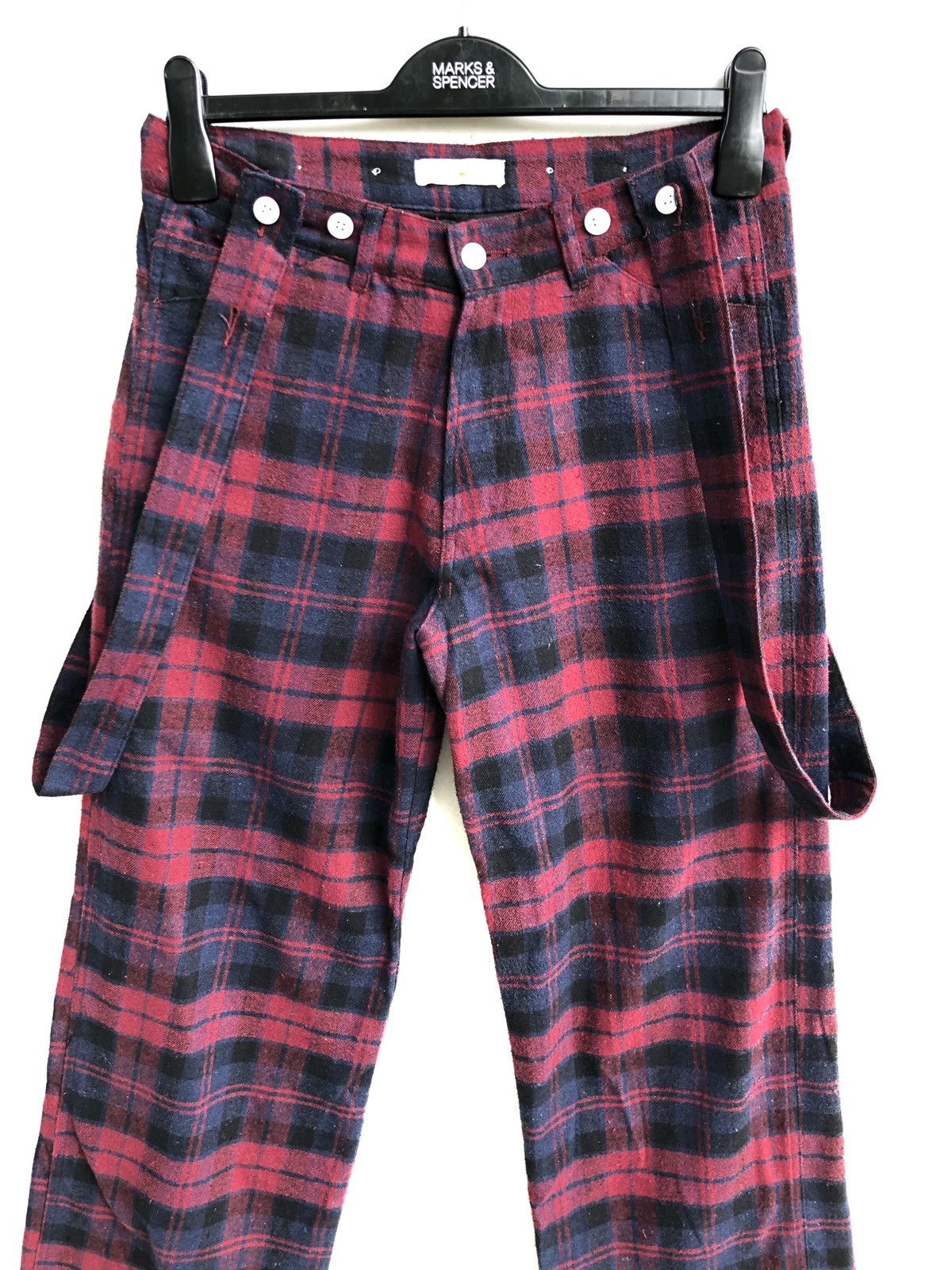 If Six Was Nine × Japanese Brand × Number (N)ine JAPANESE BRAND BROWNY CHECKERED SUSPENDER PANT Size US 29 - 3 Thumbnail