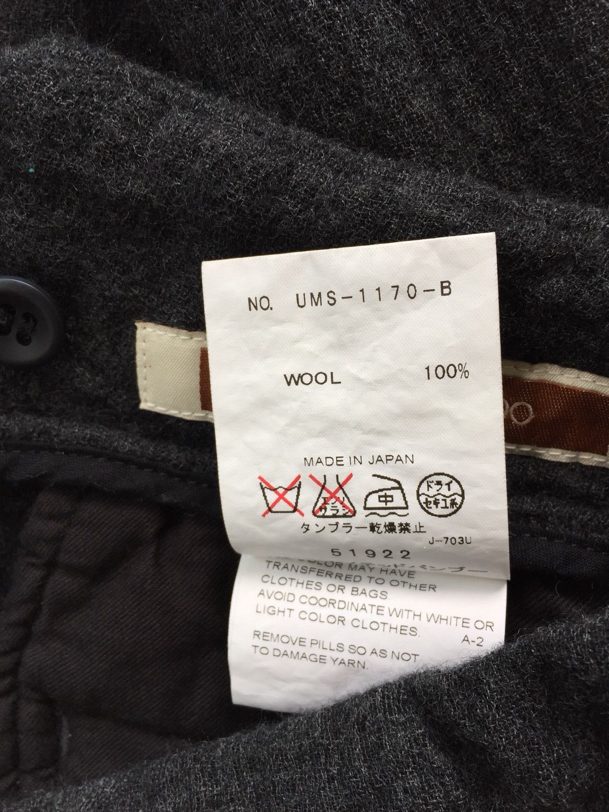 Japanese Brand × United Bamboo Made In Japan United Bamboo Wool V Back Trousers Pants Size US 26 / EU 42 - 7 Thumbnail