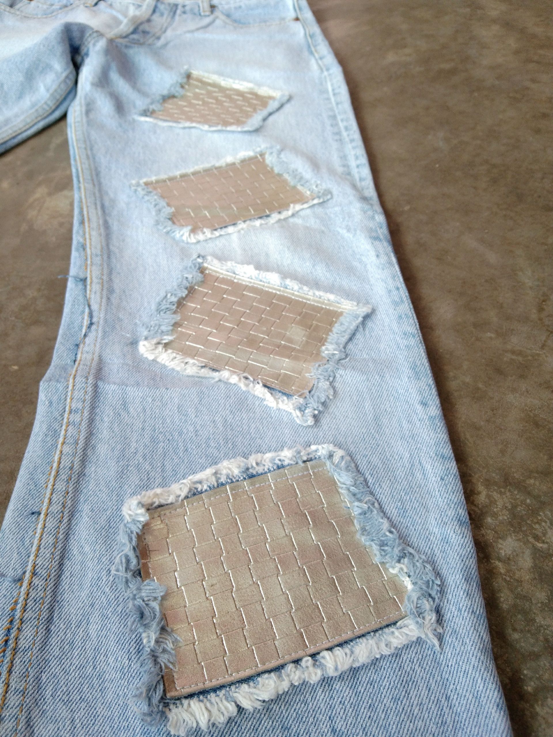 Jean 90s Vintage Defray Faded Blue Patchwork Jeans 29x30 Size US 29 - 9 Thumbnail