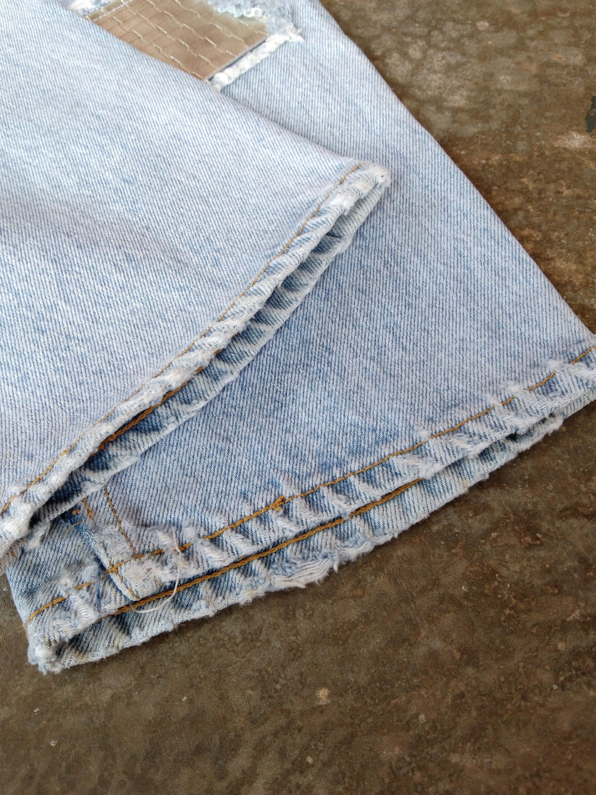 Jean 90s Vintage Defray Faded Blue Patchwork Jeans 29x30 Size US 29 - 6 Thumbnail