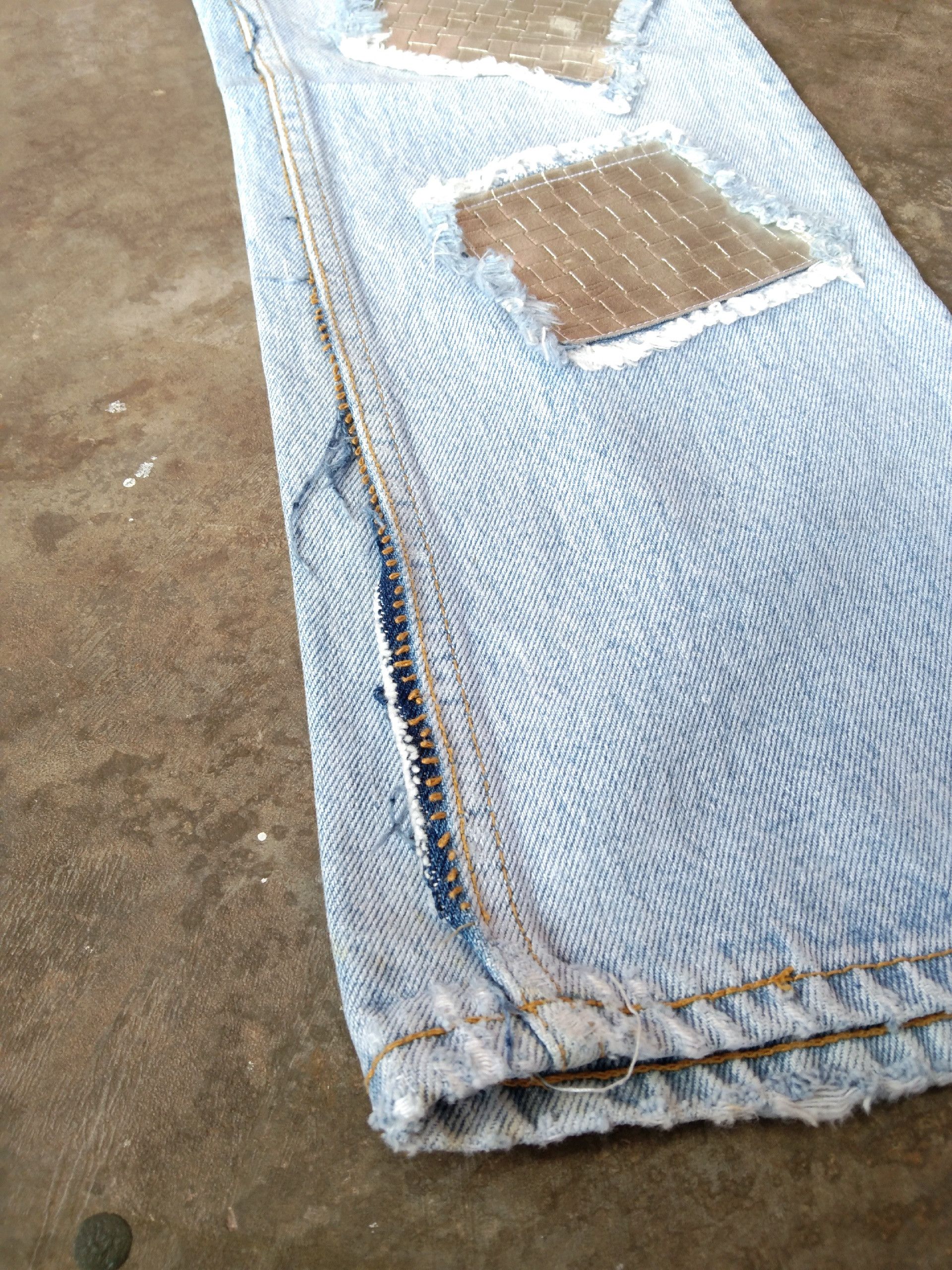 Jean 90s Vintage Defray Faded Blue Patchwork Jeans 29x30 Size US 29 - 7 Thumbnail