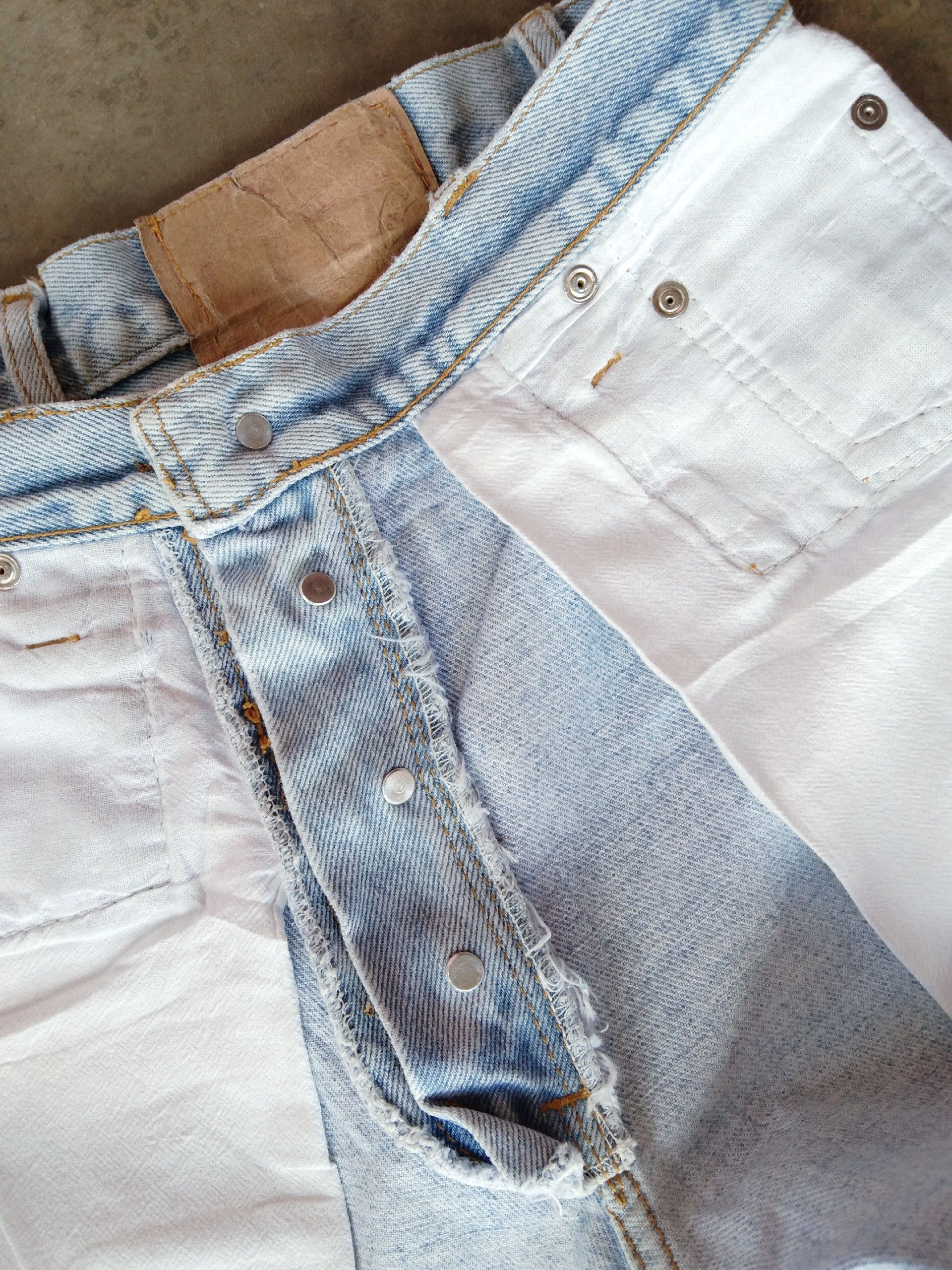 Jean 90s Vintage Defray Faded Blue Patchwork Jeans 29x30 Size US 29 - 12 Thumbnail