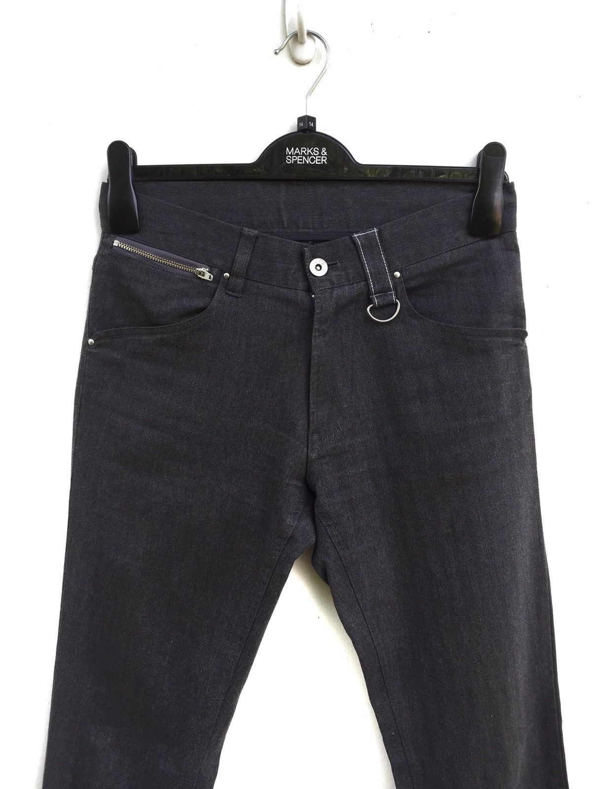 image of Atelier Sab Men Zipper Punk Pants in Grey (Size 27)
