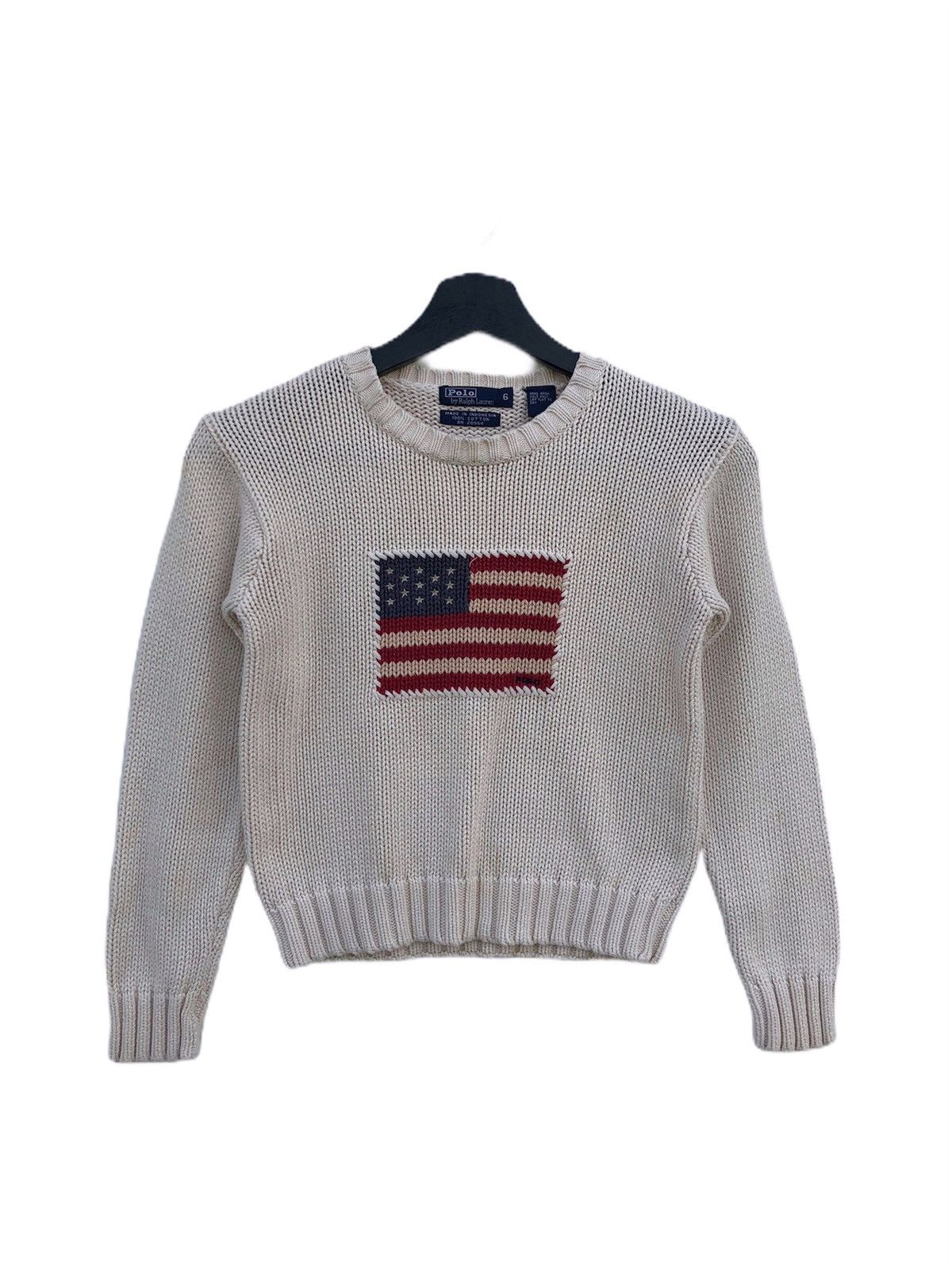 Polo Ralph Lauren Vintage 90s Polo by Ralph Lauren Flag Logo Knit Sweatshirt Size US XXS / EU 40 - 1 Thumbnail