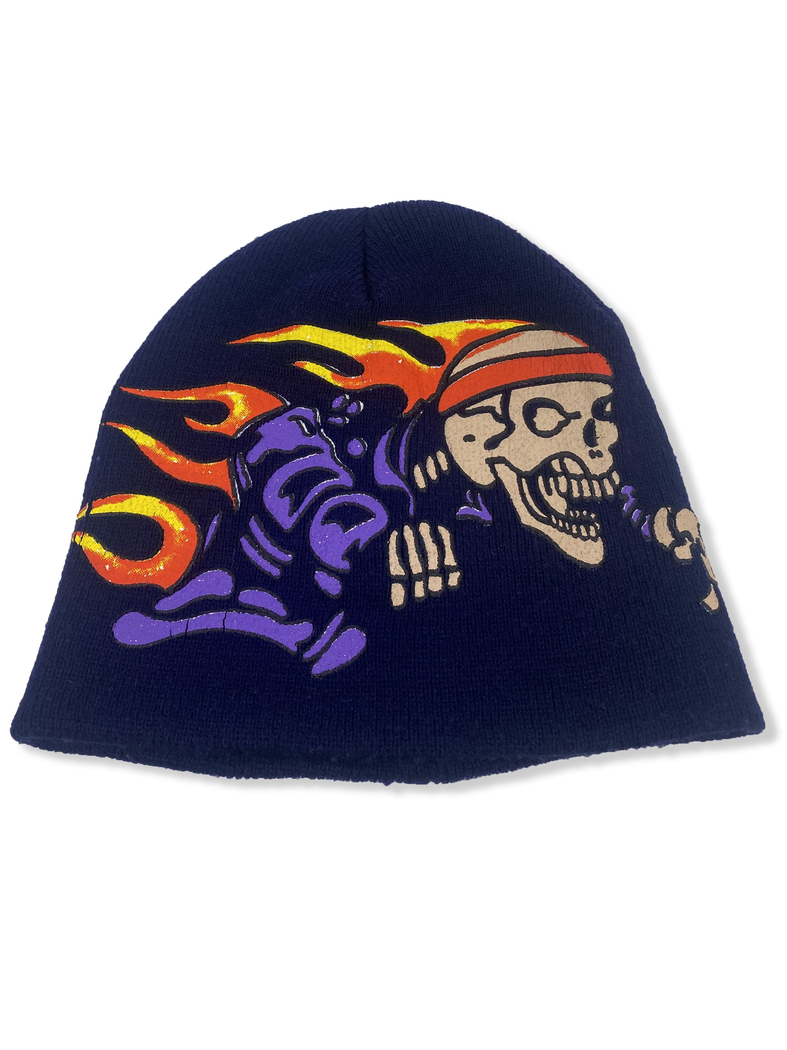 Vintage Vintage Graphic Skater Blue Beanie M347 Size ONE SIZE - 1 Thumbnail