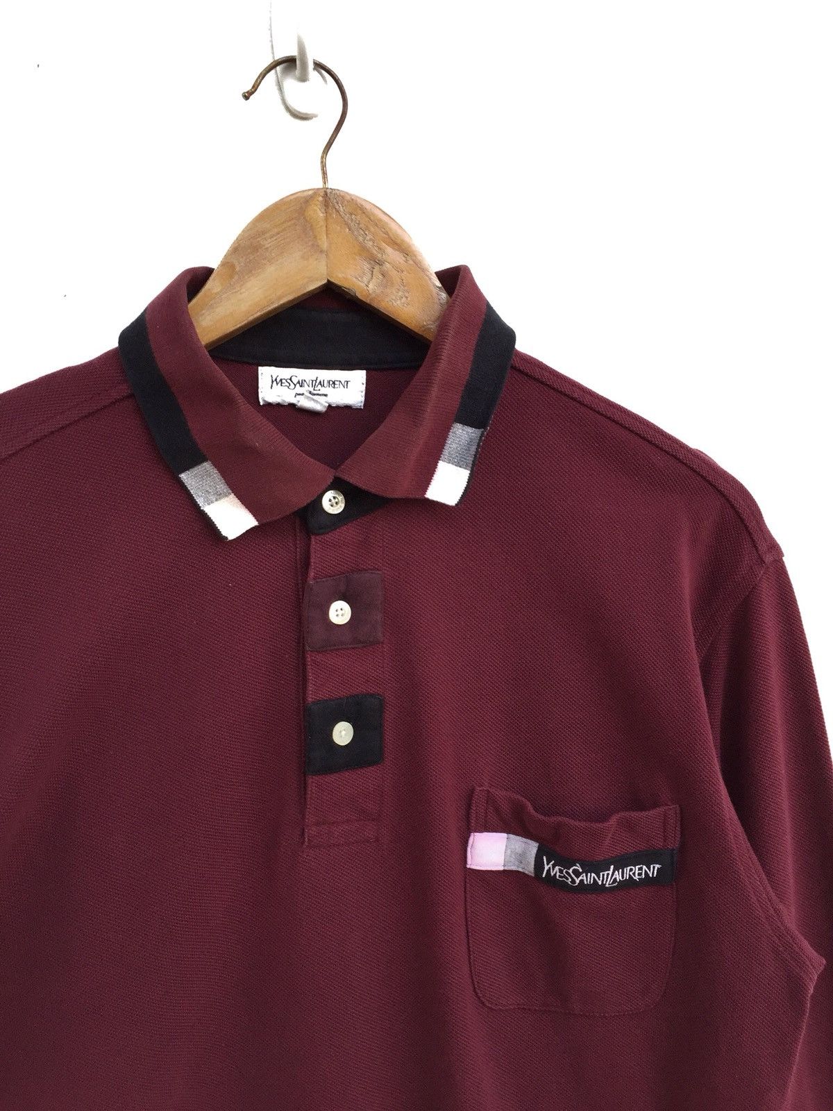 Yves Saint Laurent Vintage Ysl Pour Homme Polo Shirt Pocket Logo Size US L / EU 52-54 / 3 - 3 Thumbnail