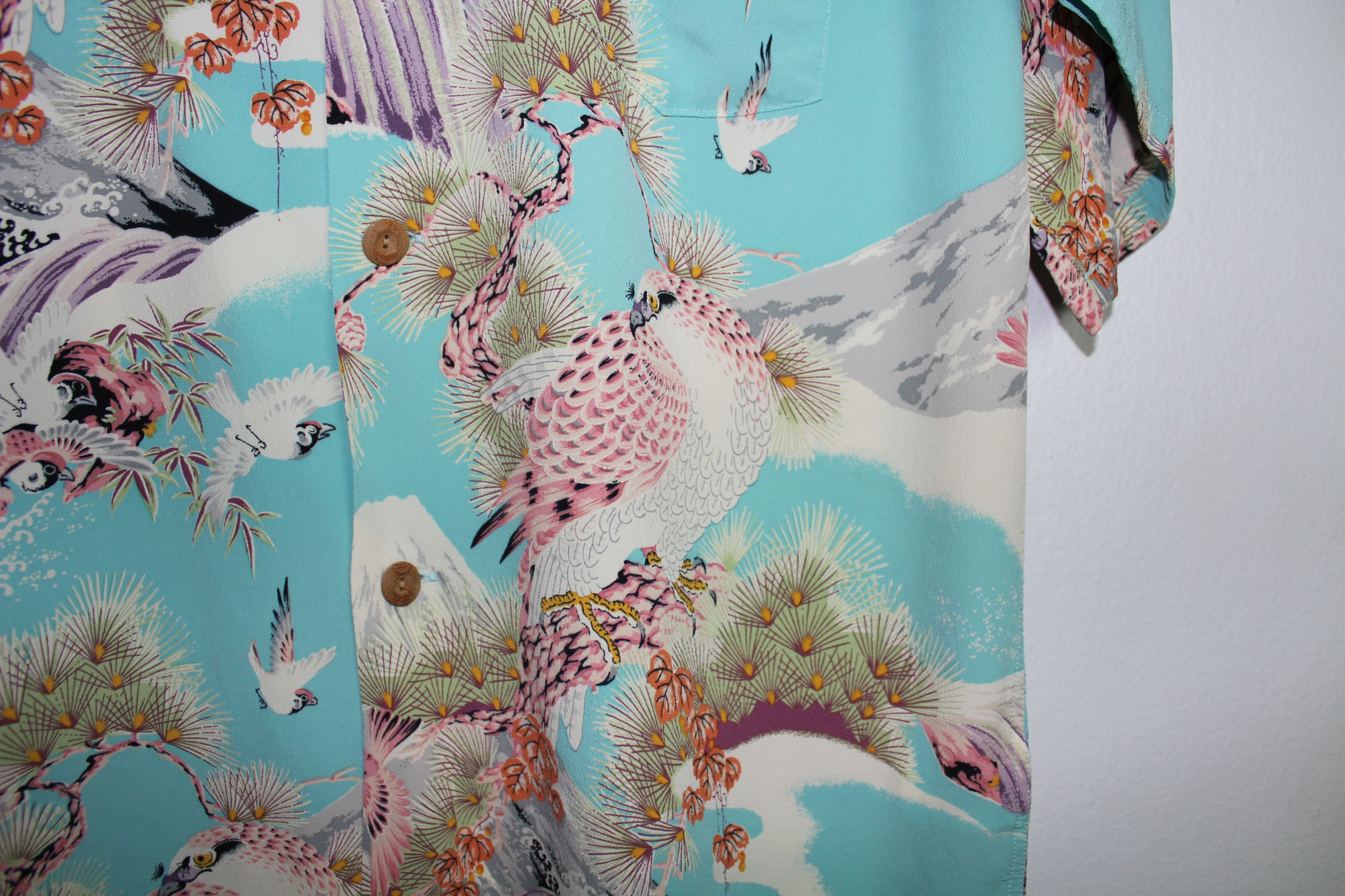 Sun Surf Hawk and Floral Printed Rayon Camp Shirt Size US M / EU 48-50 / 2 - 3 Thumbnail