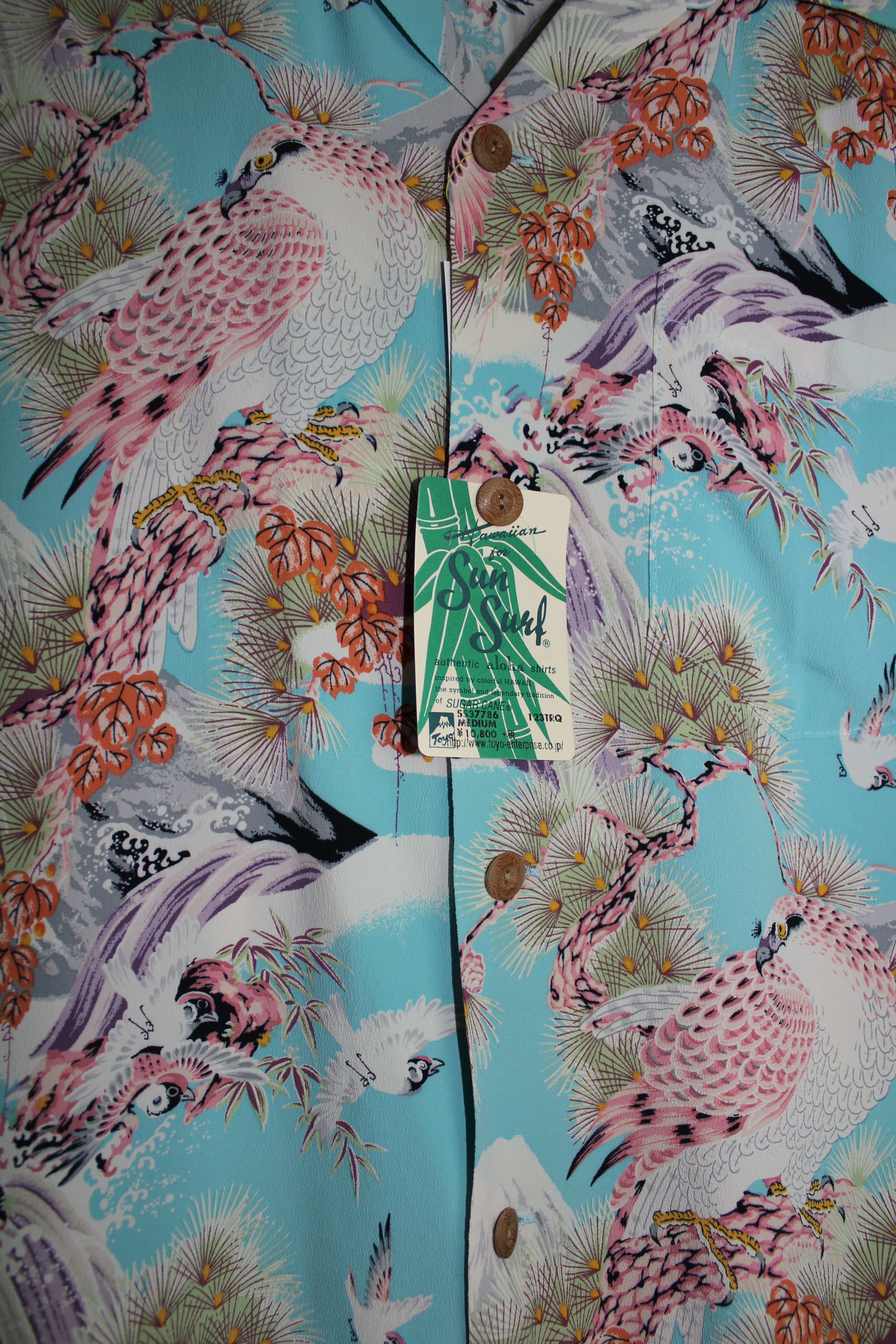 Sun Surf Hawk and Floral Printed Rayon Camp Shirt Size US M / EU 48-50 / 2 - 5 Thumbnail