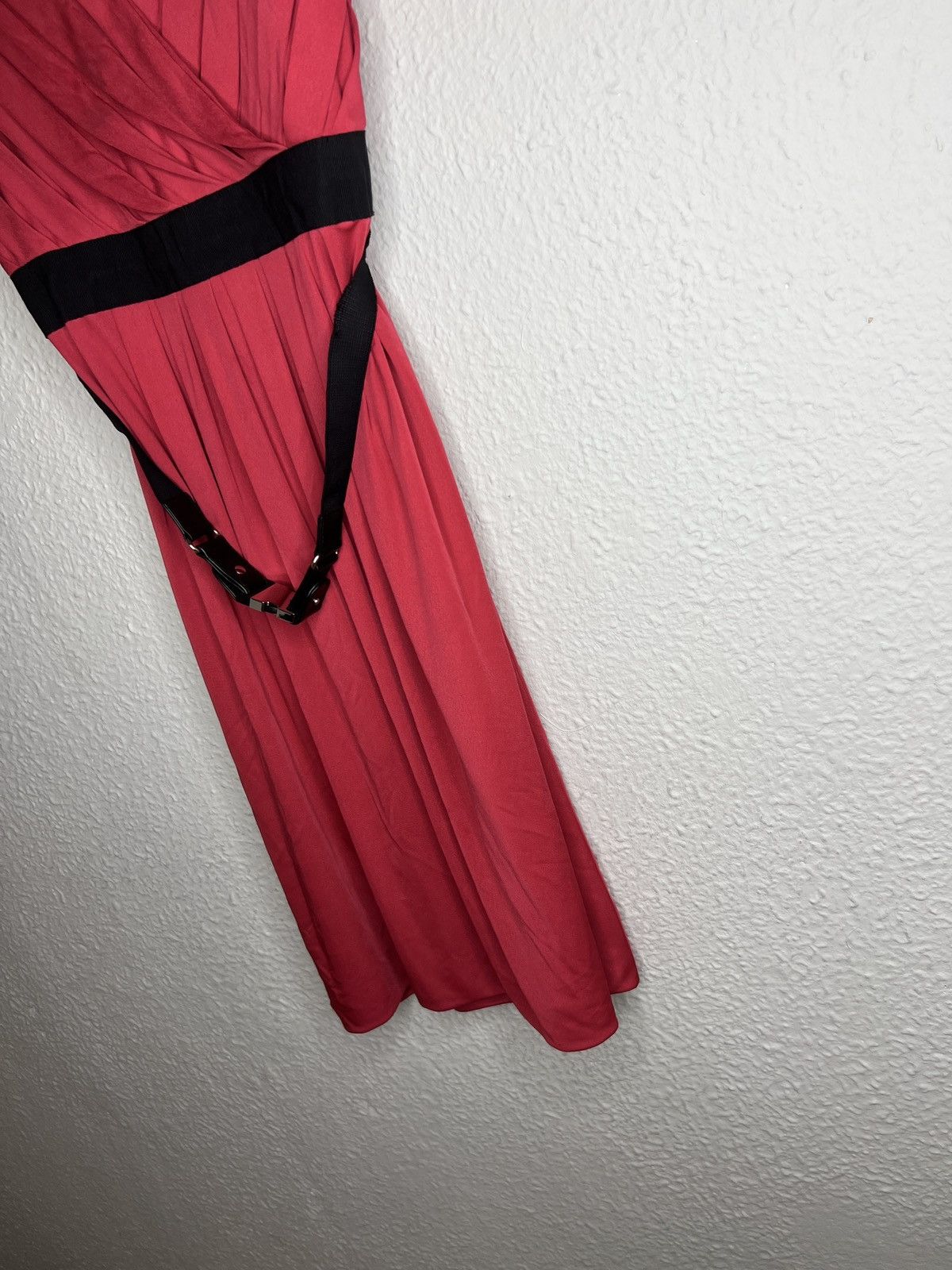 Gucci Pink Mini Dress Belted Pleated Made In Italy