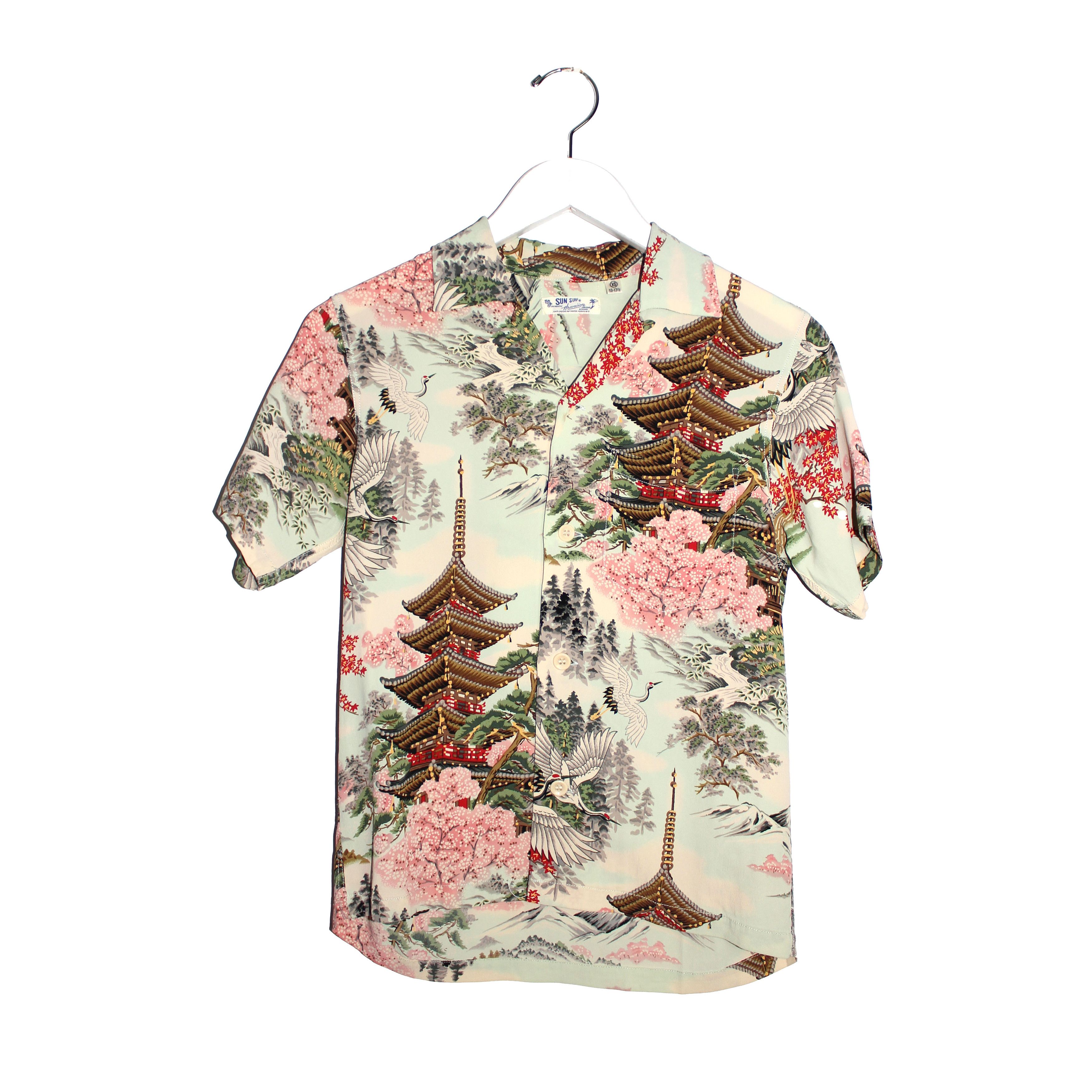 Sun Surf Cherry Blossom Printed Rayon Camp Shirt Size S / US 4 / IT 40 - 1 Thumbnail