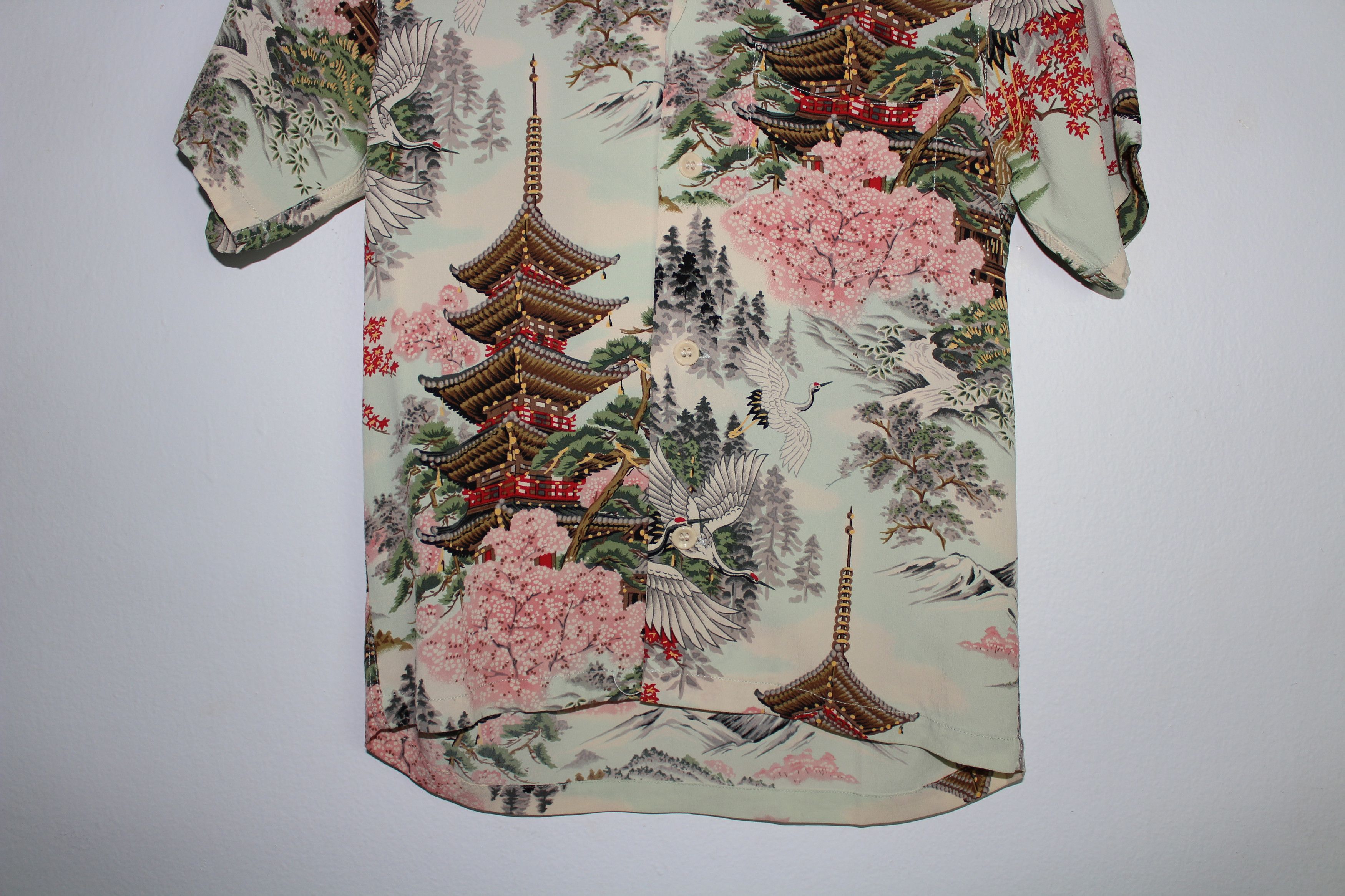 Sun Surf Cherry Blossom Printed Rayon Camp Shirt Size S / US 4 / IT 40 - 3 Thumbnail