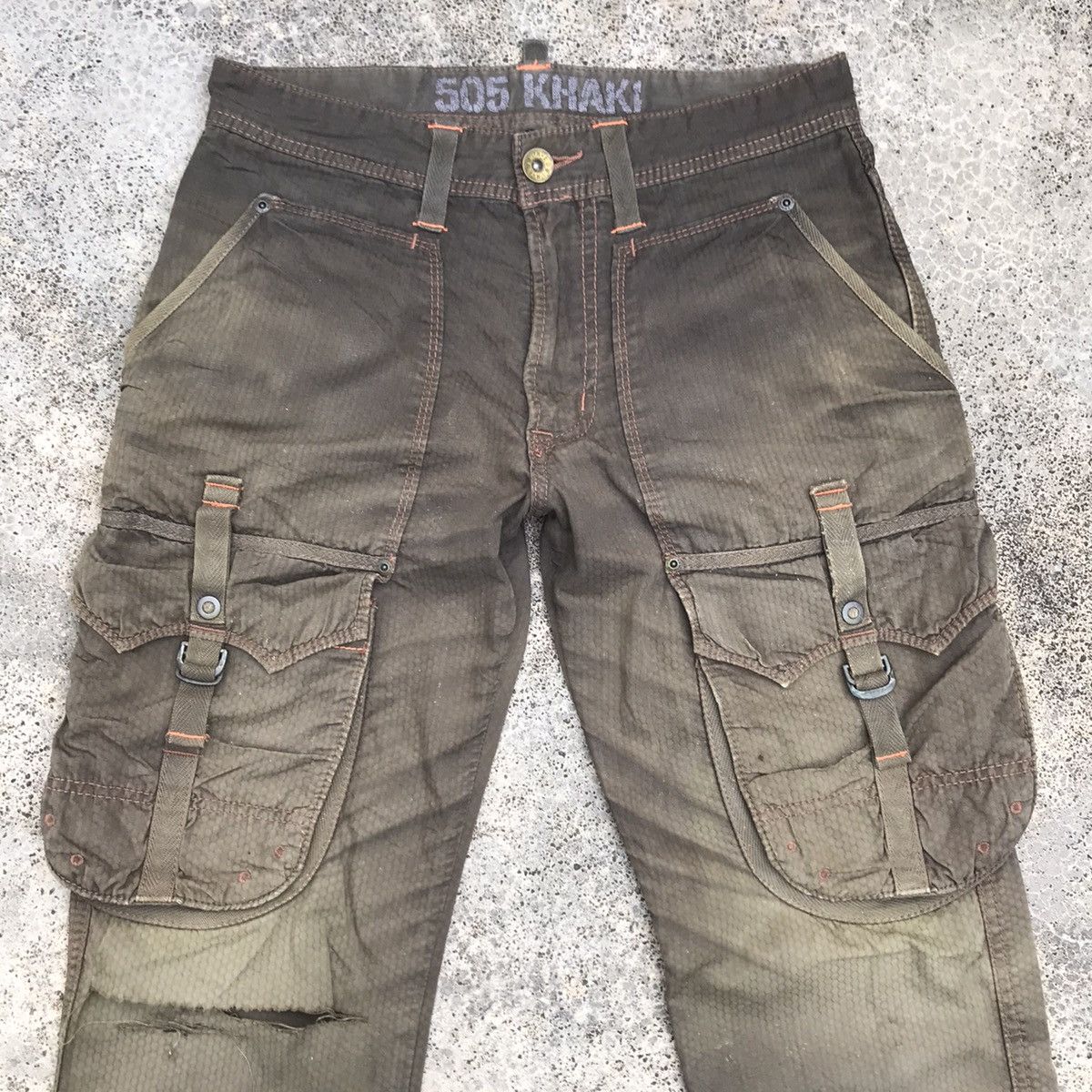 Japanese Brand Vintage Edwin 505 Khaki 3D Front Pocket Tactical Cargo Pants Size US 30 / EU 46 - 2 Thumbnail