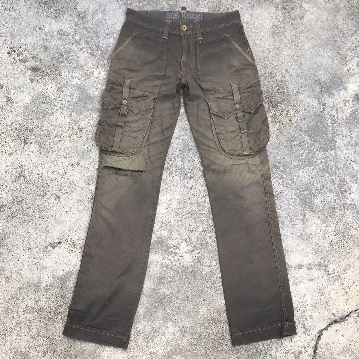 Japanese Brand Vintage Edwin 505 Khaki 3D Front Pocket Tactical Cargo Pants Size US 30 / EU 46 - 1 Thumbnail
