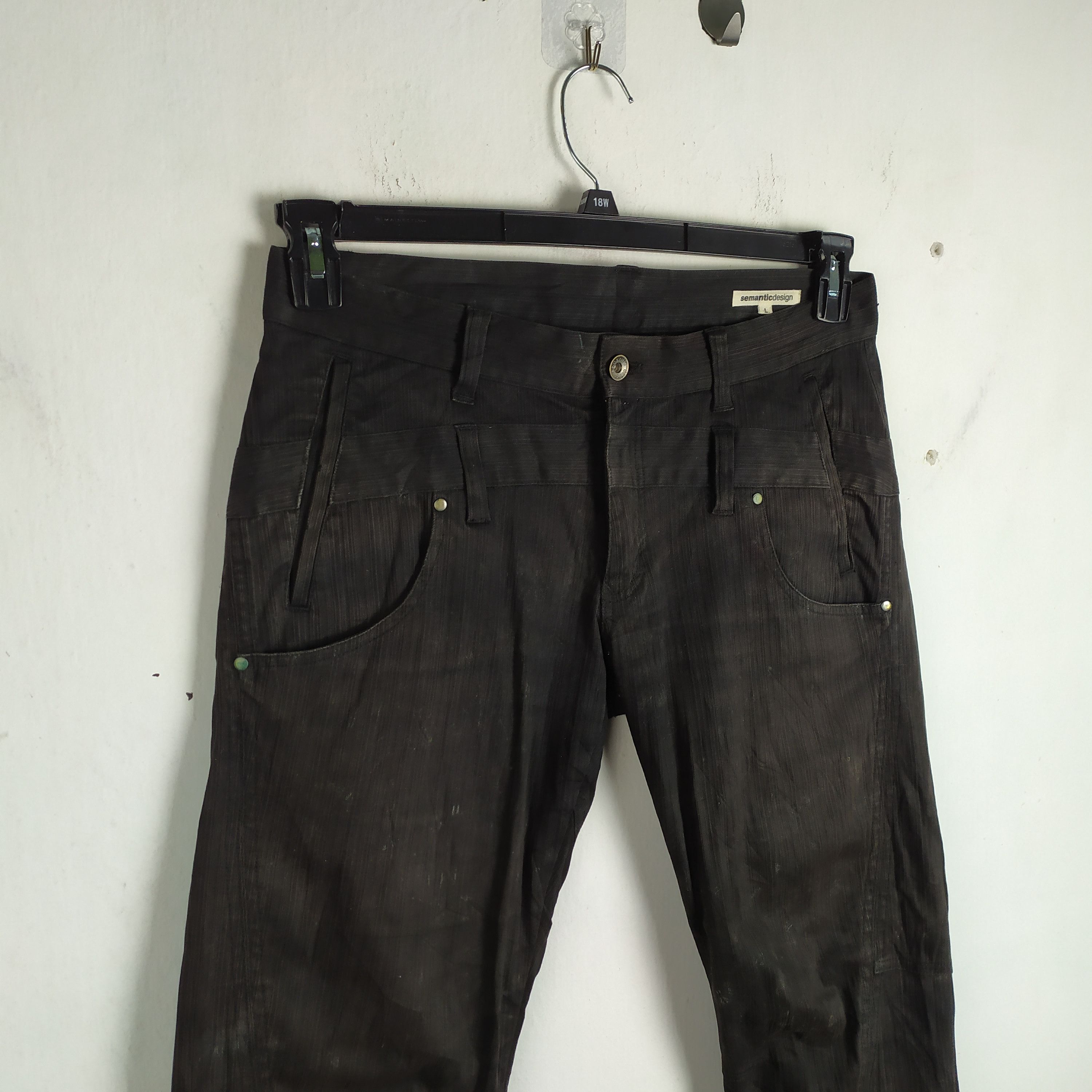 Japanese Brand DOUBLE WAIST FADED BLACK FLARE CARGO PANTS Size US 34 / EU 50 - 4 Thumbnail