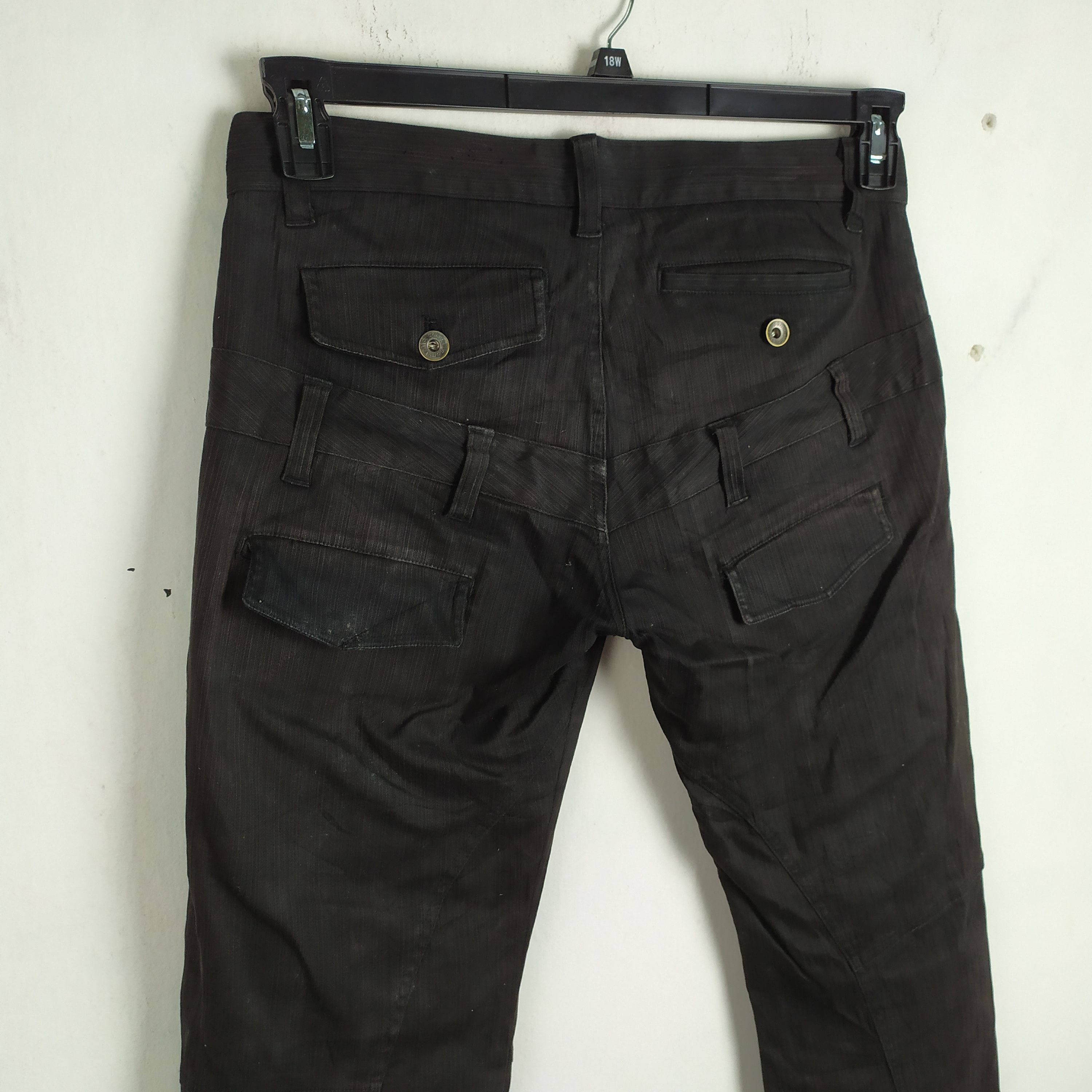 Japanese Brand DOUBLE WAIST FADED BLACK FLARE CARGO PANTS Size US 34 / EU 50 - 10 Thumbnail