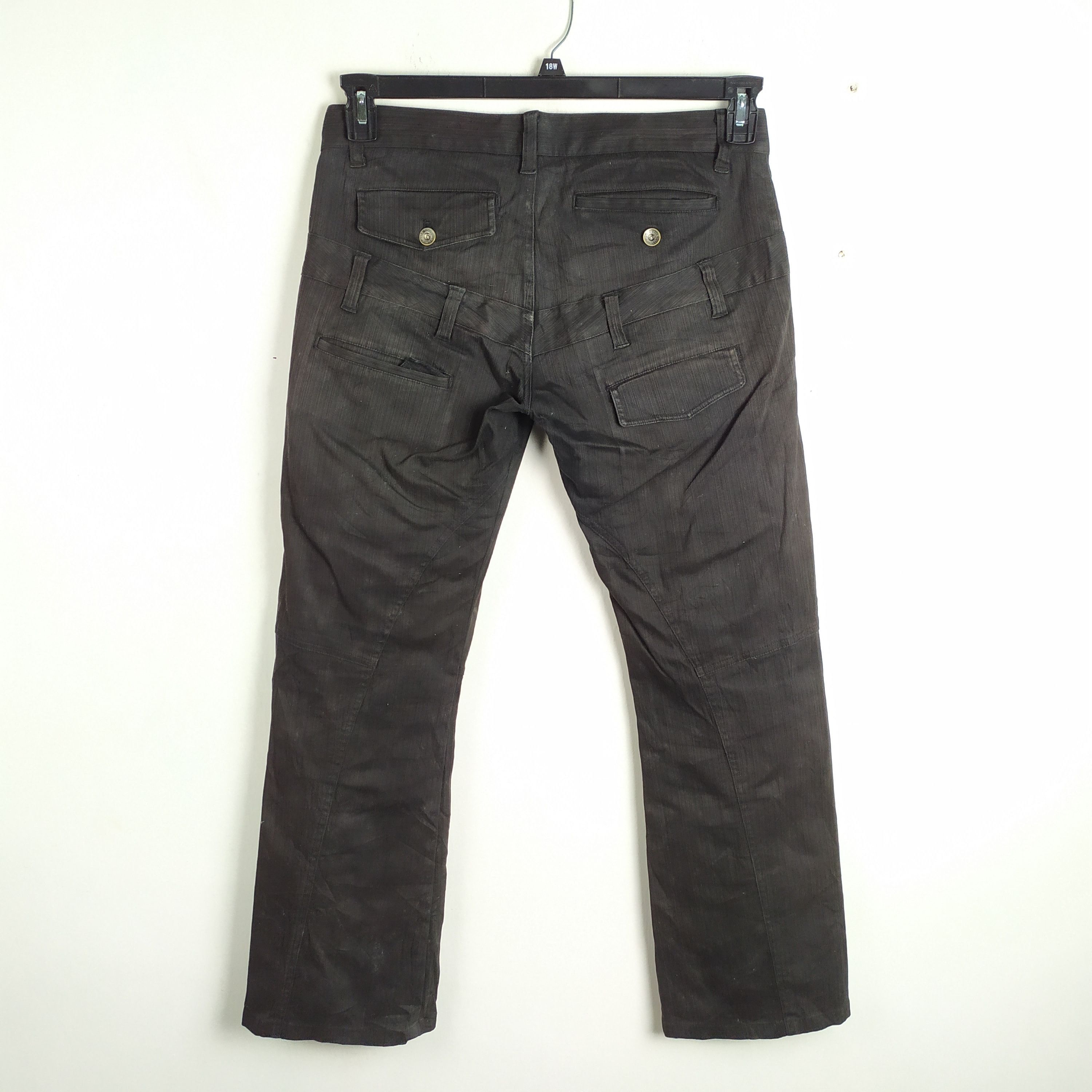Japanese Brand DOUBLE WAIST FADED BLACK FLARE CARGO PANTS Size US 34 / EU 50 - 7 Thumbnail