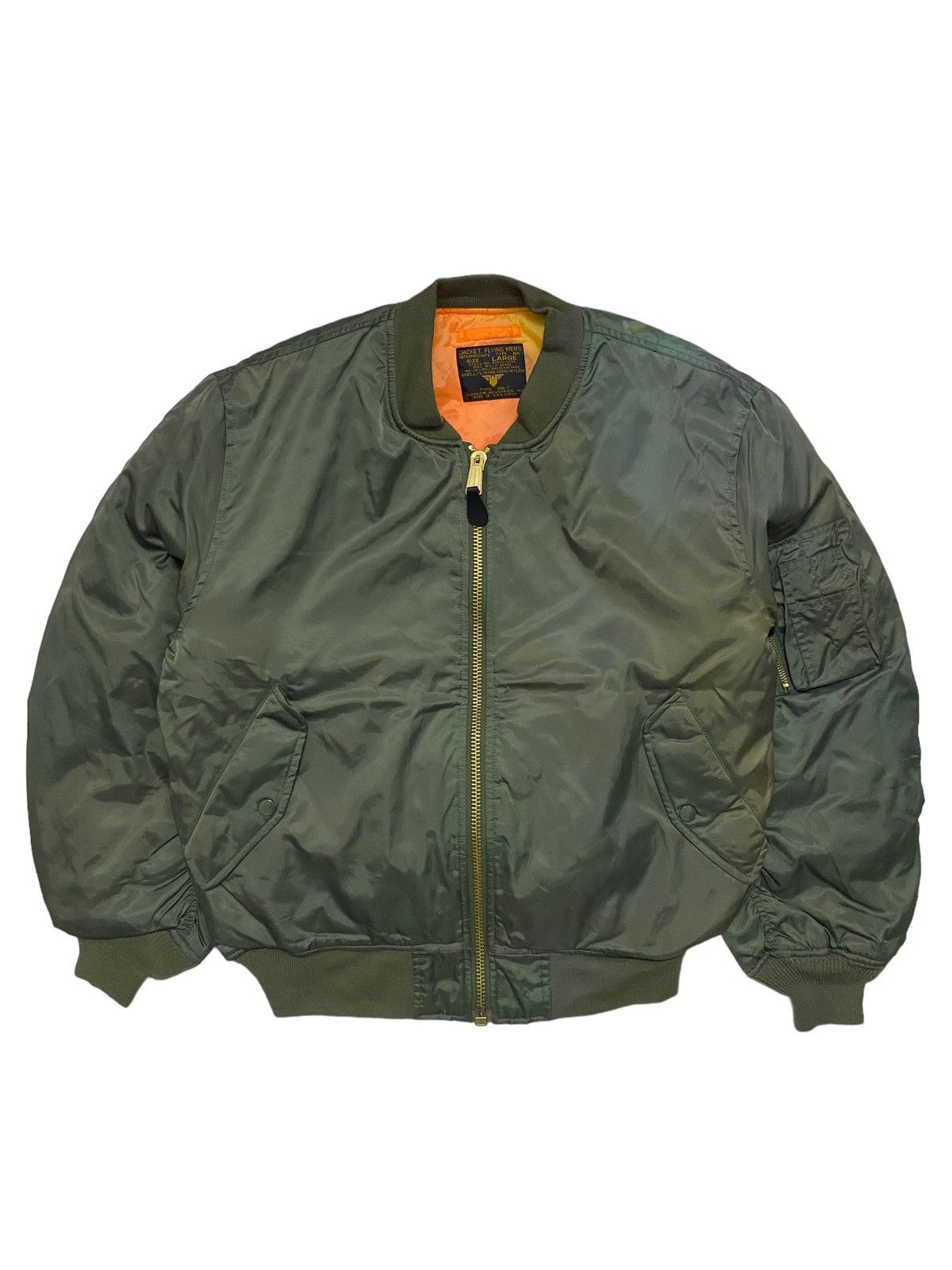 image of Bomber Jacket Ma1 Sun Faded Kanye Style in Green, Men's (Size Large)