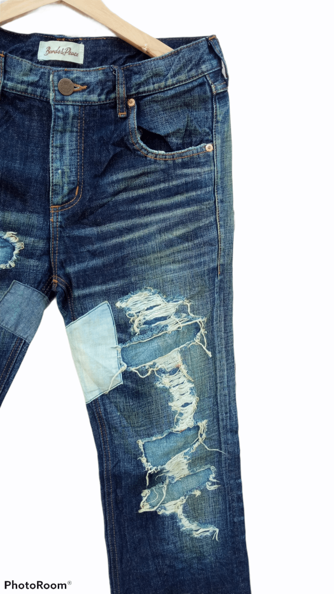 Japanese Brand × Vintage 🔥🔥Bonds & Peace Patchwork Distressed Jeans Denim Size US 31 - 6 Thumbnail