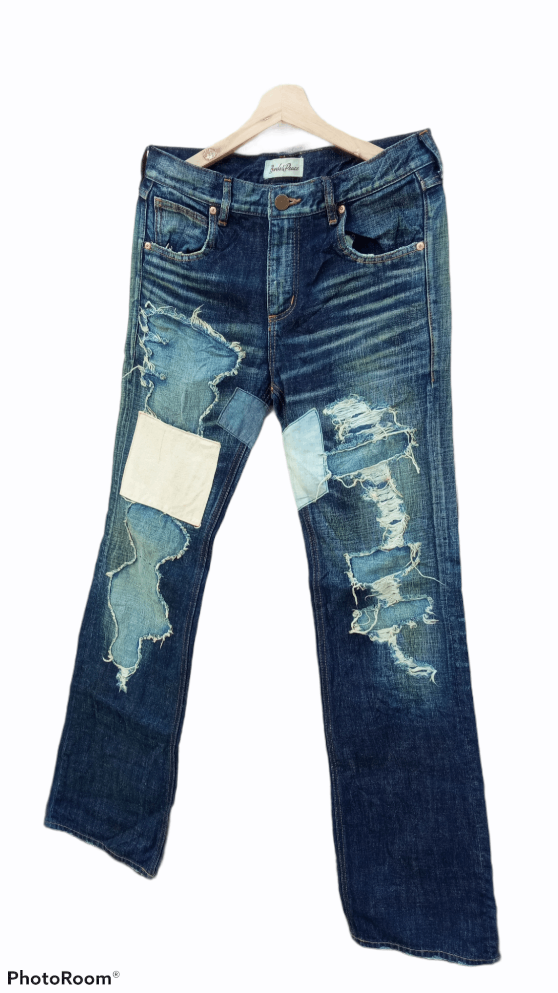 Japanese Brand × Vintage 🔥🔥Bonds & Peace Patchwork Distressed Jeans Denim Size US 31 - 3 Thumbnail