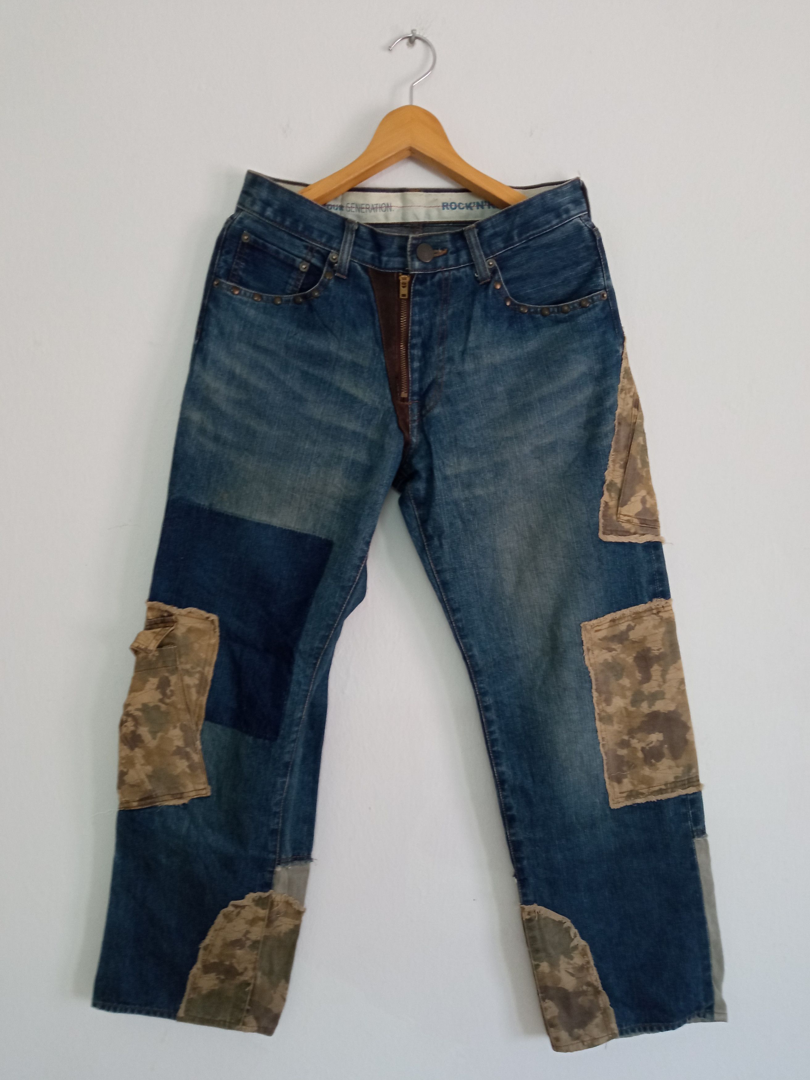 image of Distressed Denim x Ppfm Patchwork Distressed Jeans Denim in Blue, Men's (Size 31)