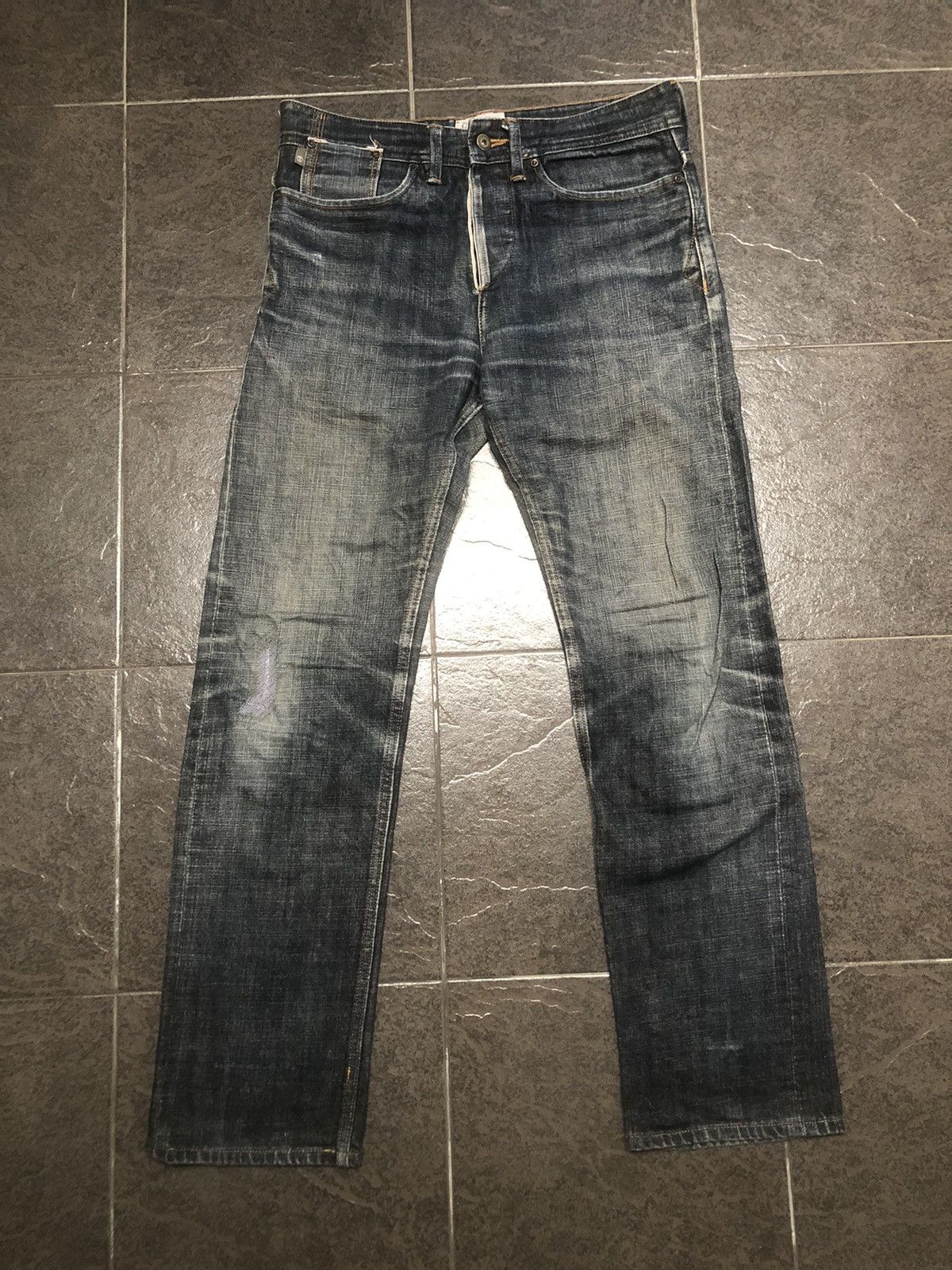 image of Timberland Distressed Reworked Redline Selvedge Denim in Blue, Men's (Size 32)