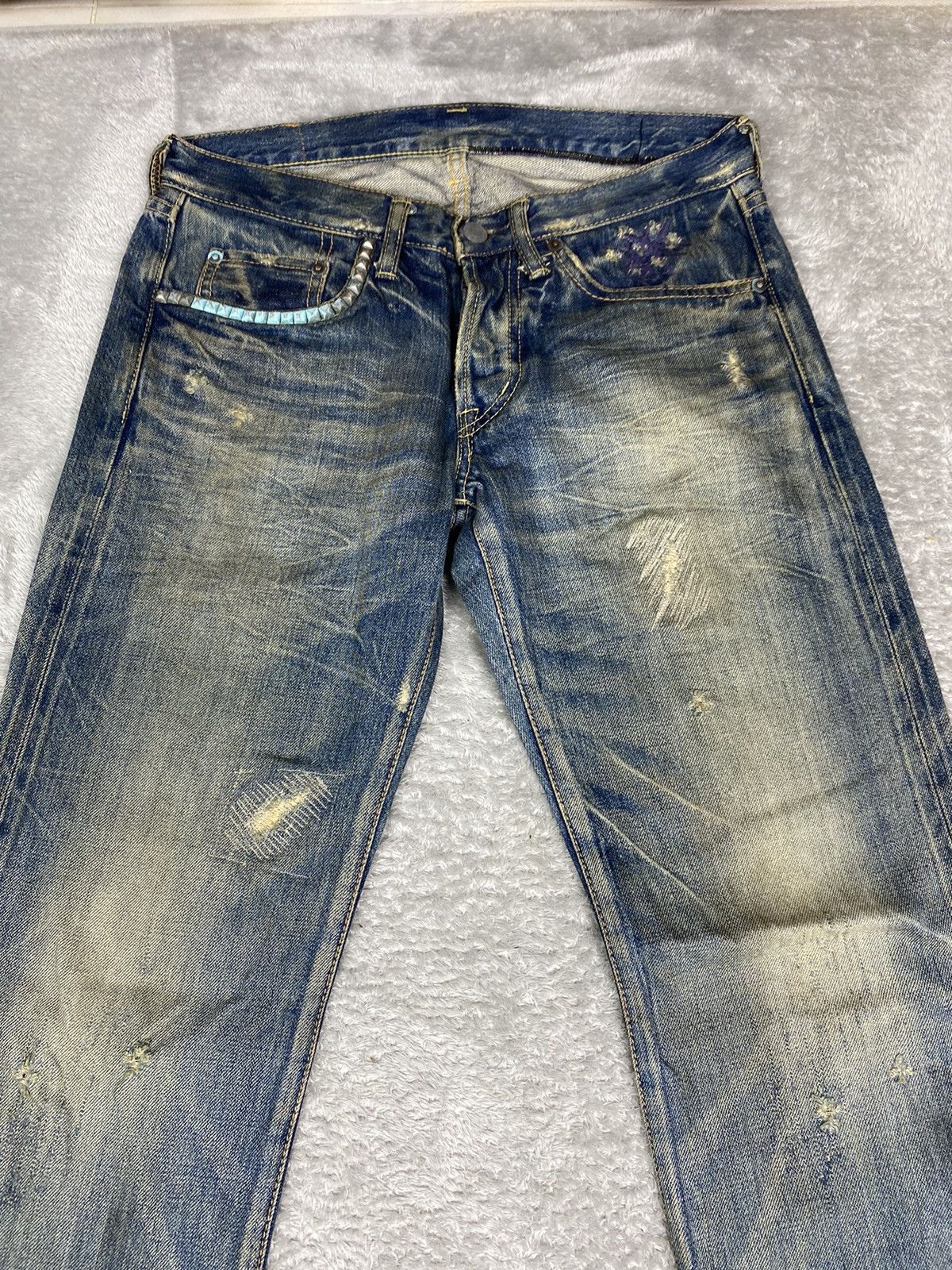 Hysteric Glamour Hysteric Glamour Distressed Stud Denim. S0252 Size US 31 - 3 Thumbnail