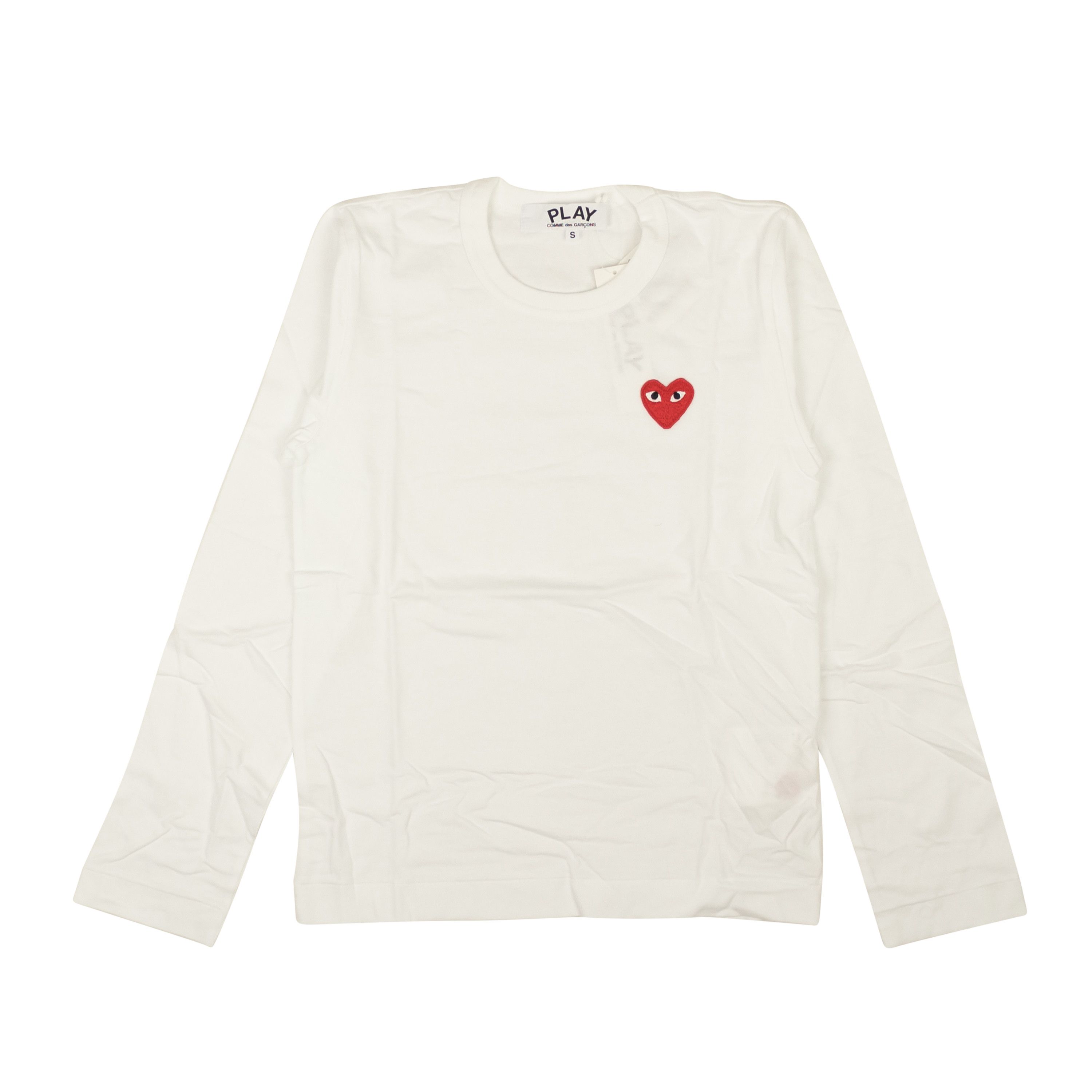 Comme des Garcons PLAY White Red Heart Long Sleeve T-Shirt Size S Size S / US 4 / IT 40 - 1 Thumbnail