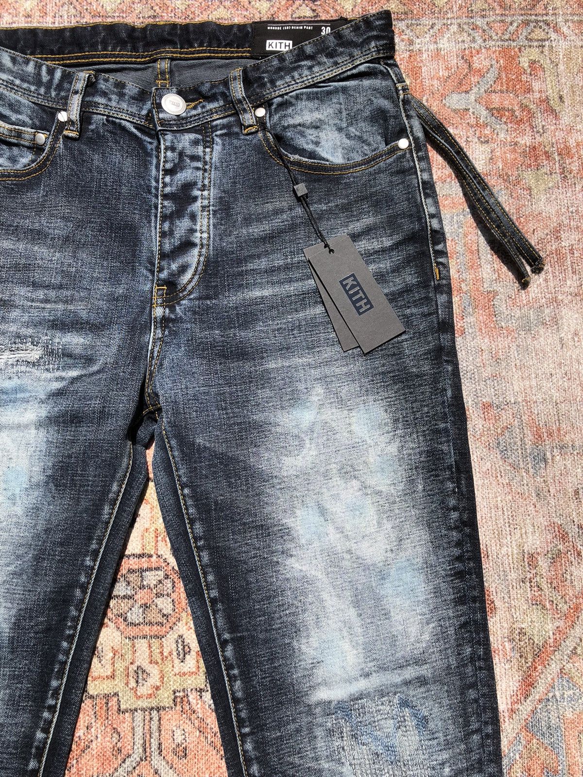 Kith Kith Distressed Japanese Repair Dark Denim Jeans Size US 30 / EU 46 - 5 Thumbnail