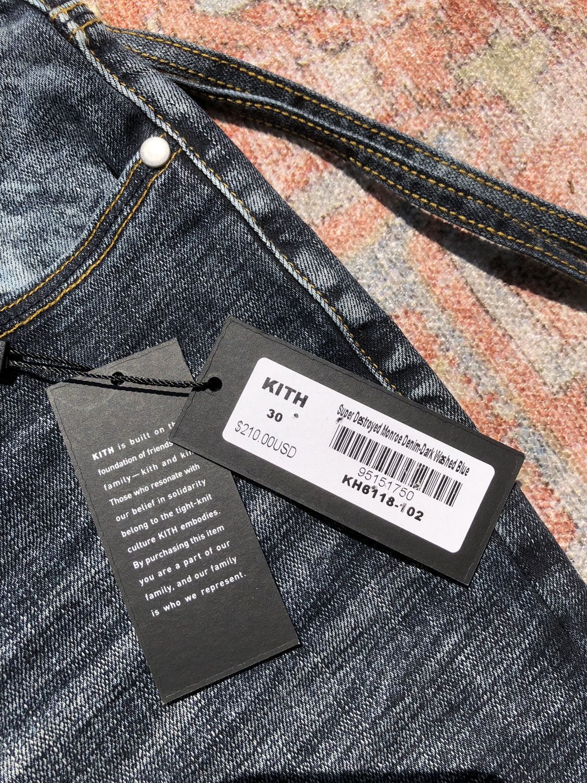 Kith Kith Distressed Japanese Repair Dark Denim Jeans Size US 30 / EU 46 - 7 Thumbnail