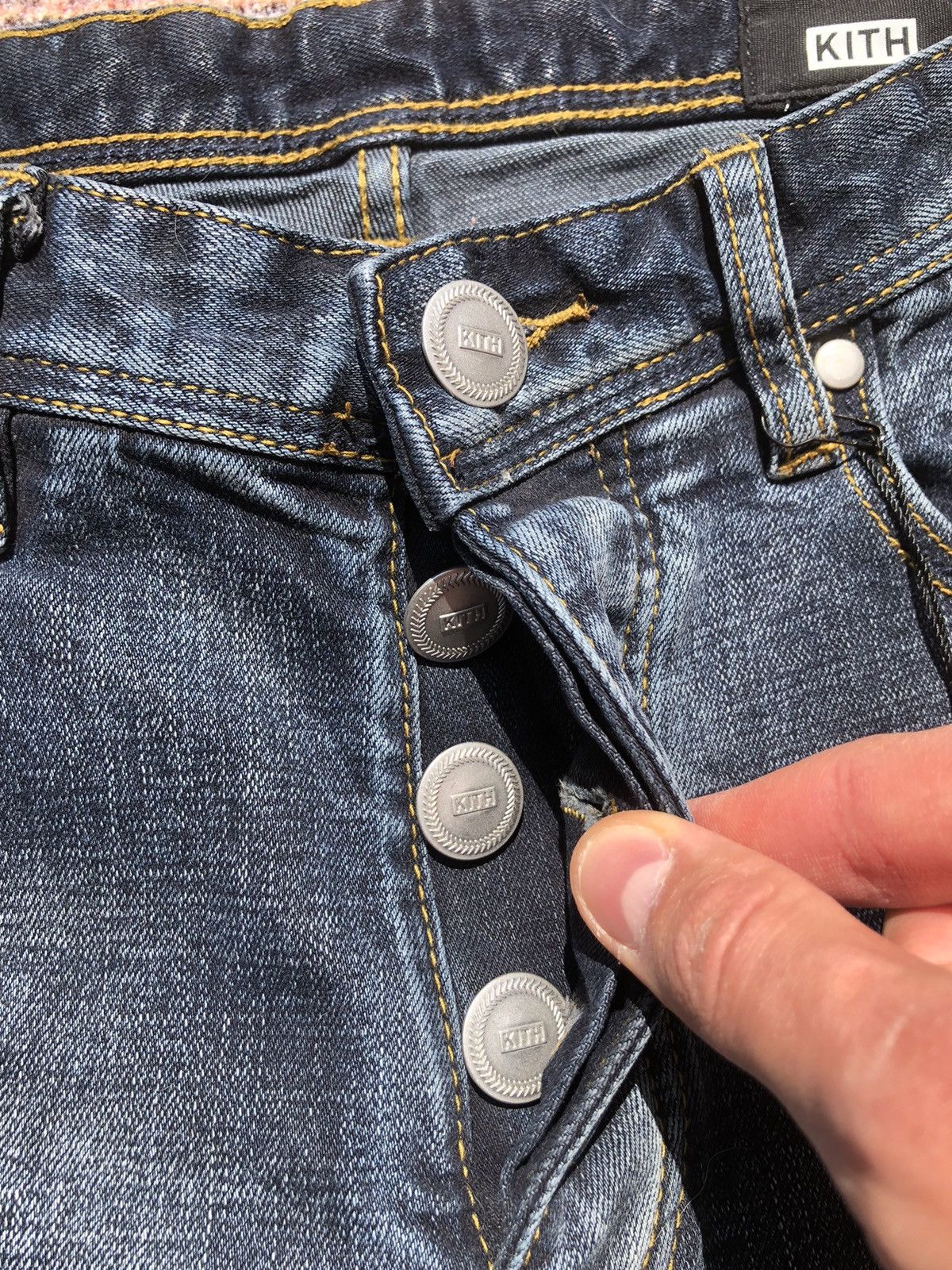 Kith Kith Distressed Japanese Repair Dark Denim Jeans Size US 30 / EU 46 - 8 Thumbnail