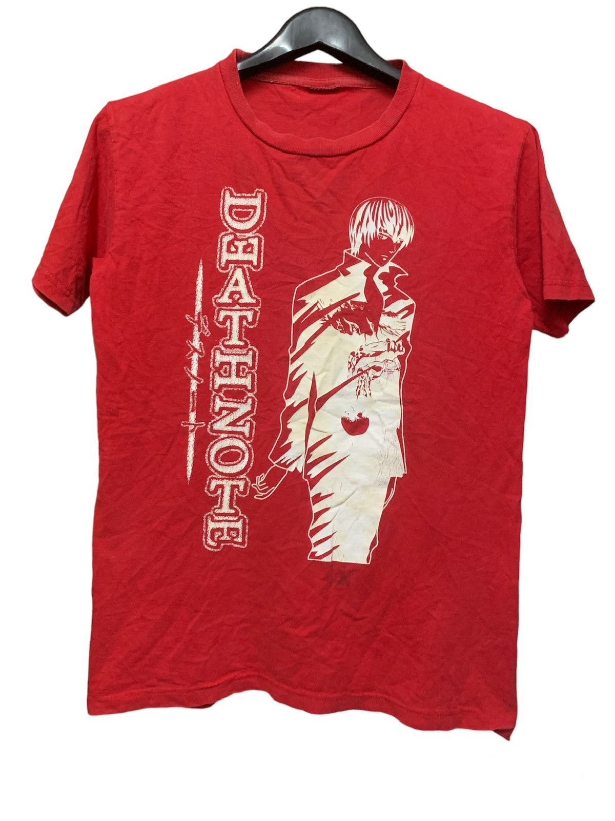 image of Anima x Movie Vintage Deathnote Light Yagami Ryuk Anime Movie Tee in Red, Men's (Size Small)