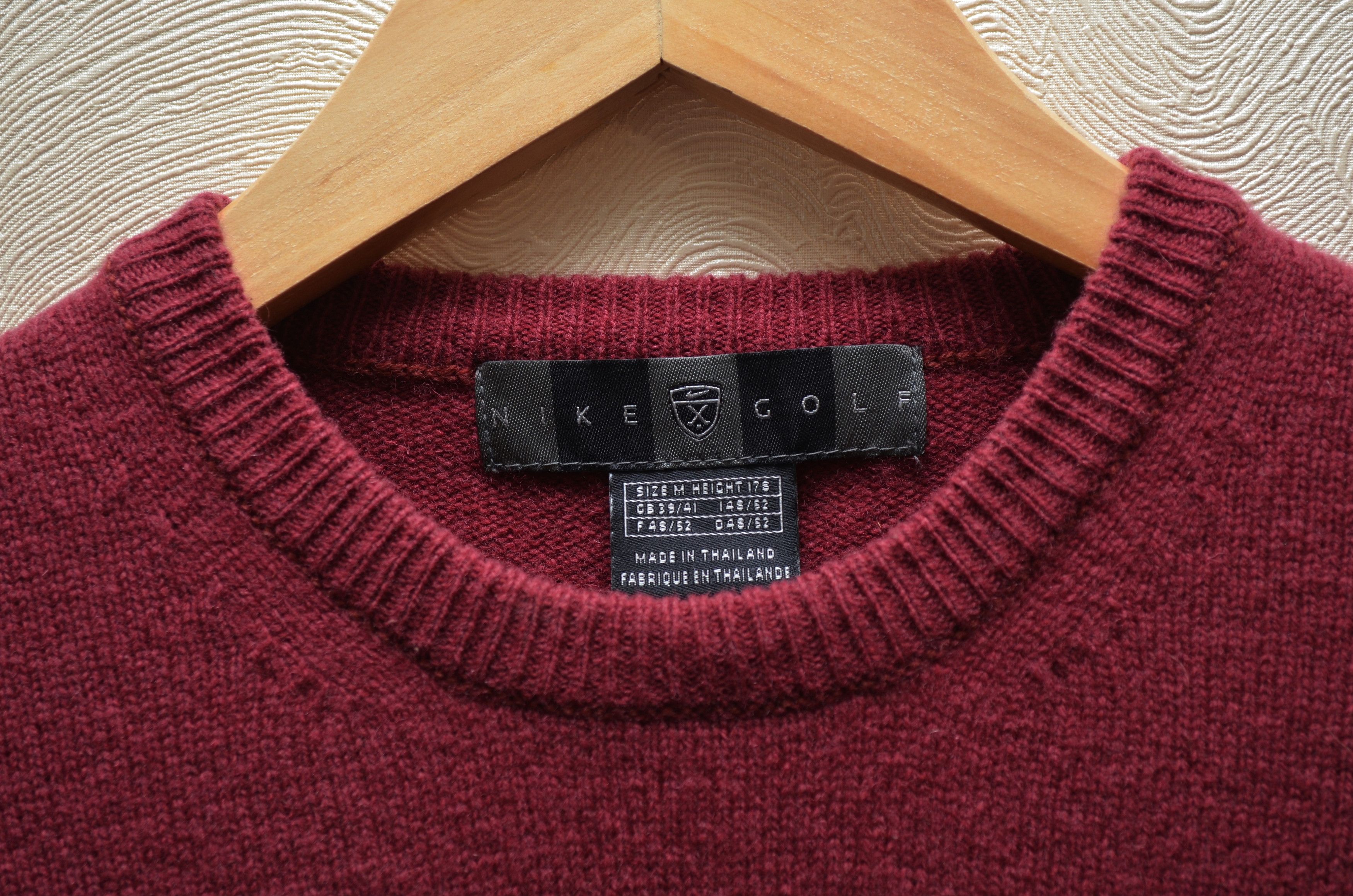 Nike × Vintage Vintage 90s Burgundy Wool Nike Embroided Logo Sweater y2k Size US M / EU 48-50 / 2 - 4 Thumbnail