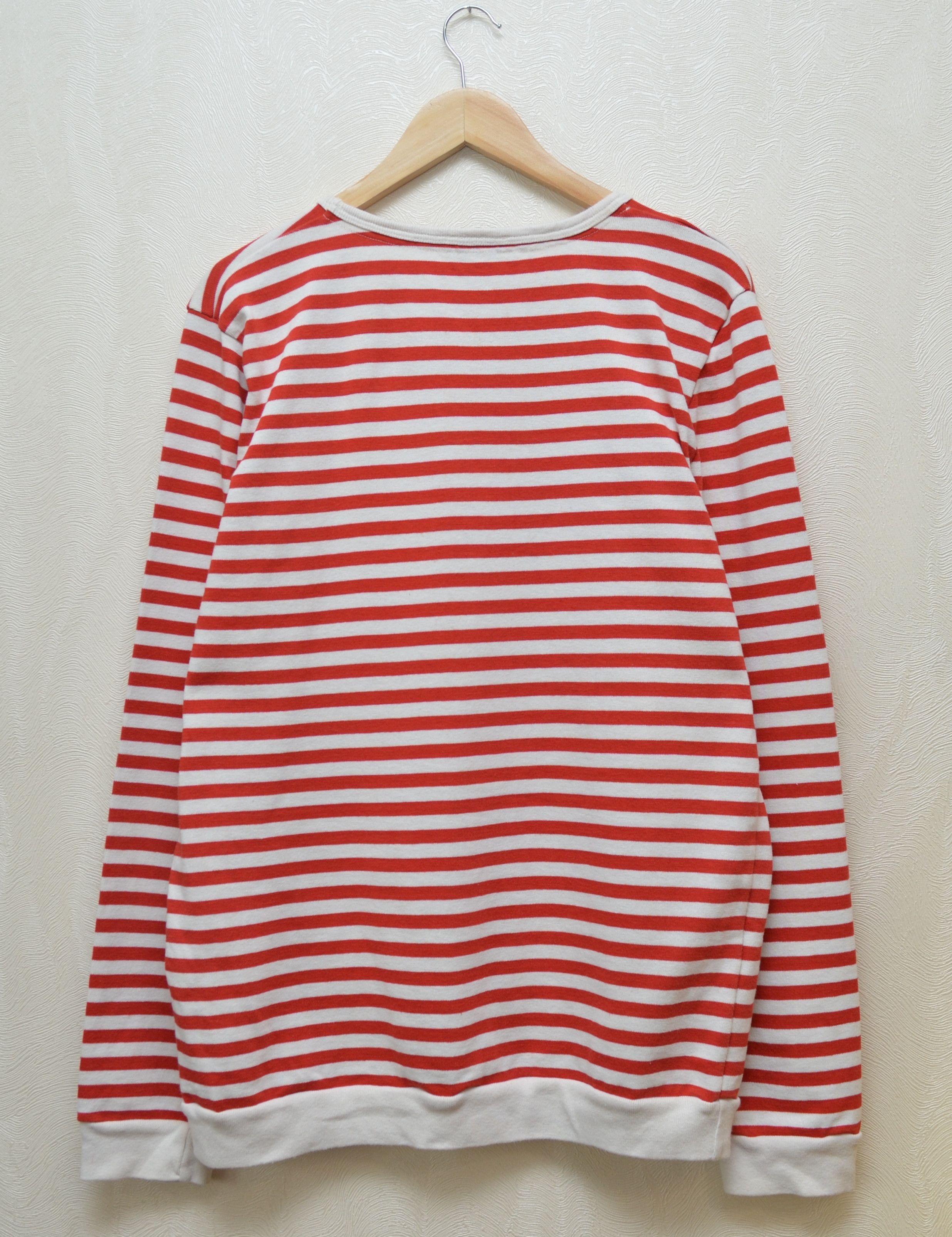 A.P.C. A.P.C Red White Striped Sweatshirt Logo Size L Size L / US 10 / IT 46 - 7 Thumbnail